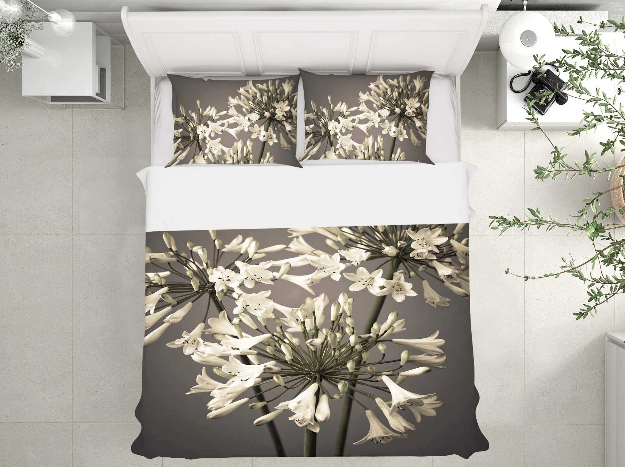 3D White Flowers 8592 Assaf Frank Bedding Bed Pillowcases Quilt