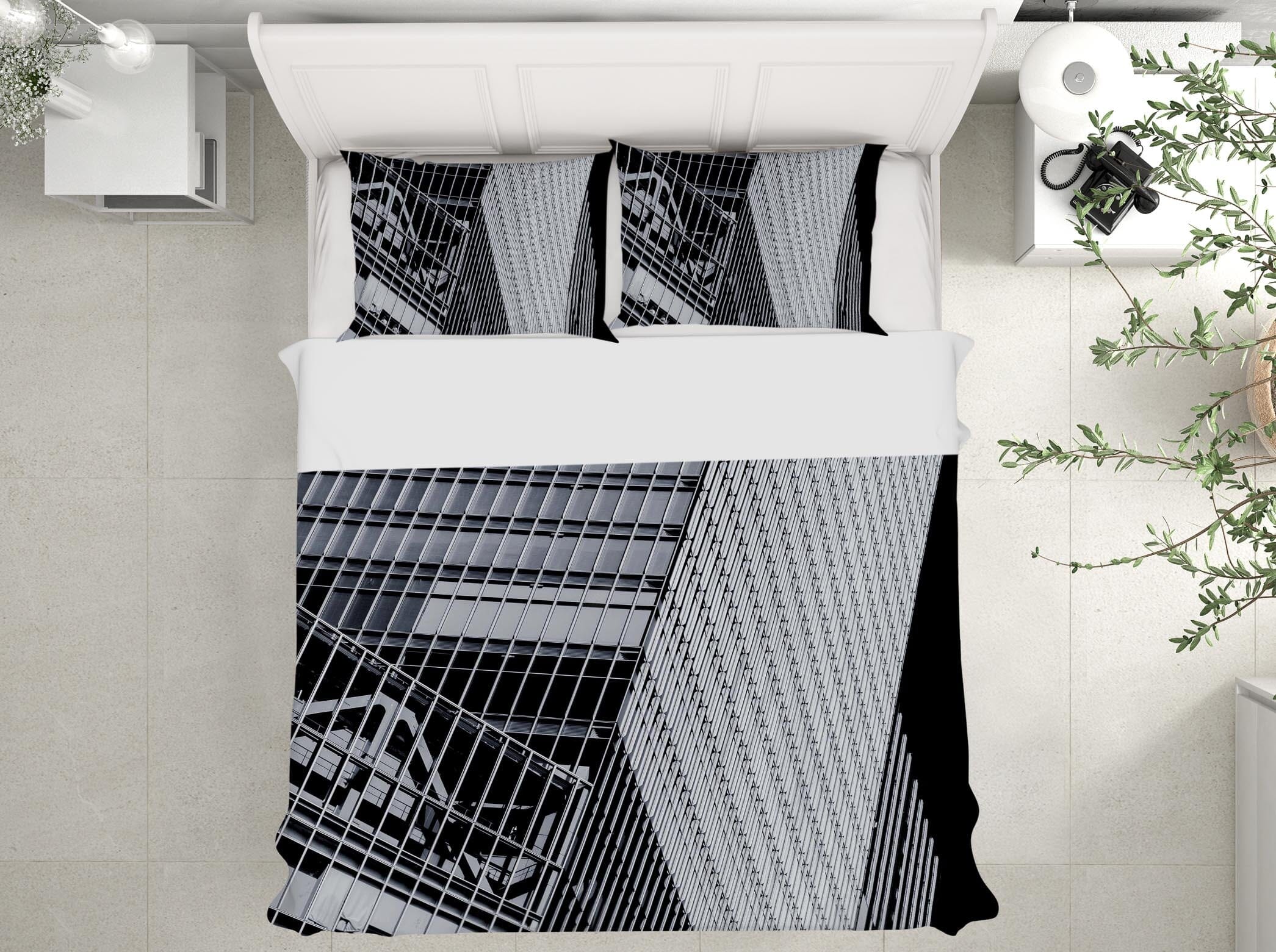 3D Tilted Building 2009 Noirblanc777 Bedding Bed Pillowcases Quilt Quiet Covers AJ Creativity Home 