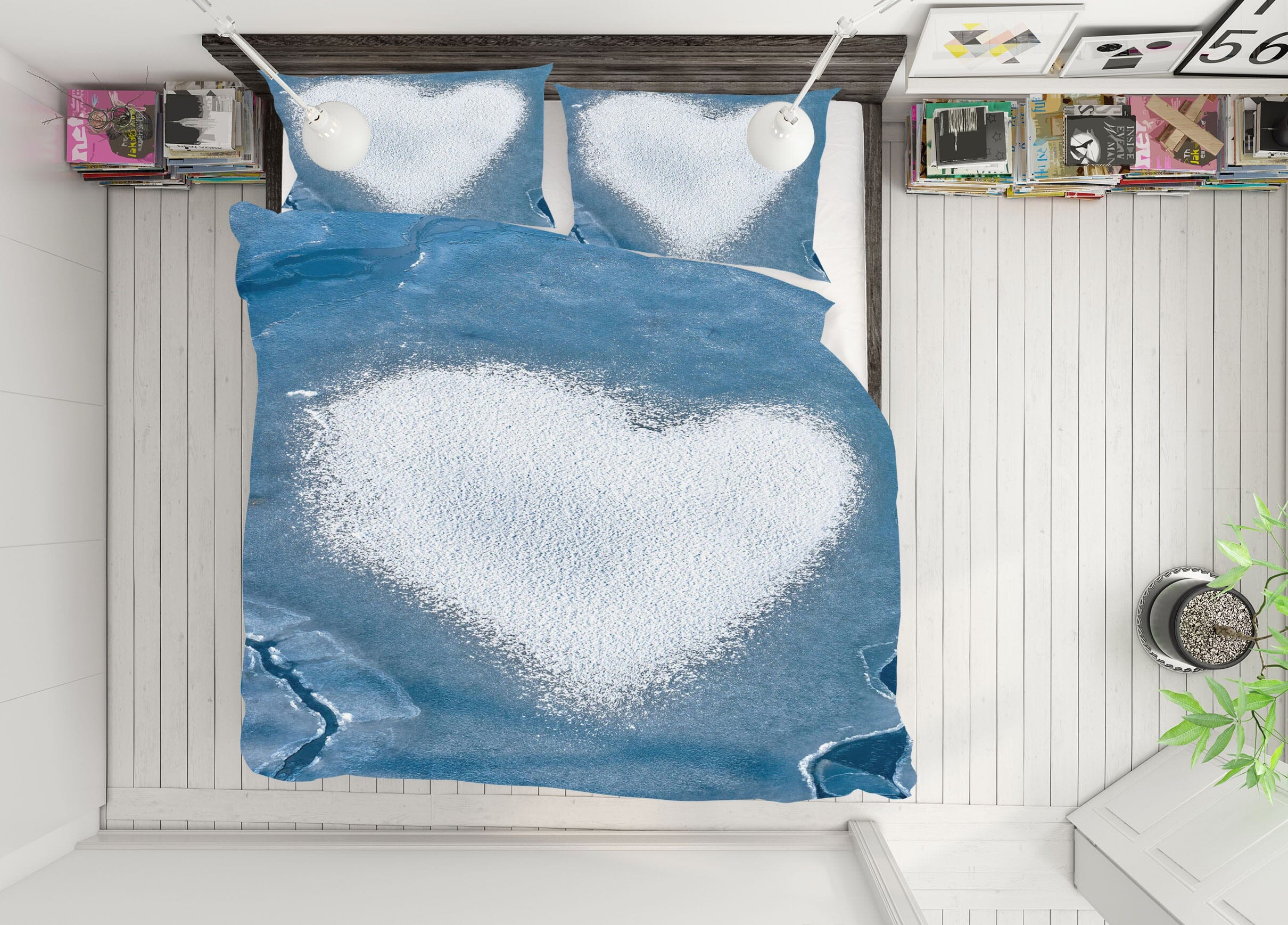 3D Heart Shaped White Cloud 2159 Marco Carmassi Bedding Bed Pillowcases Quilt Quiet Covers AJ Creativity Home 