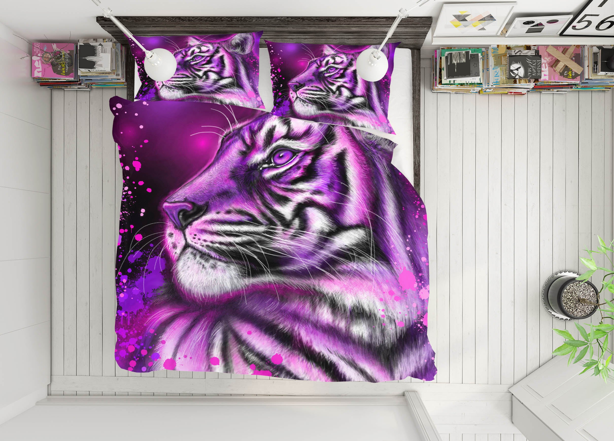 3D Purple Tiger 8576 Sheena Pike Bedding Bed Pillowcases Quilt Cover Duvet Cover