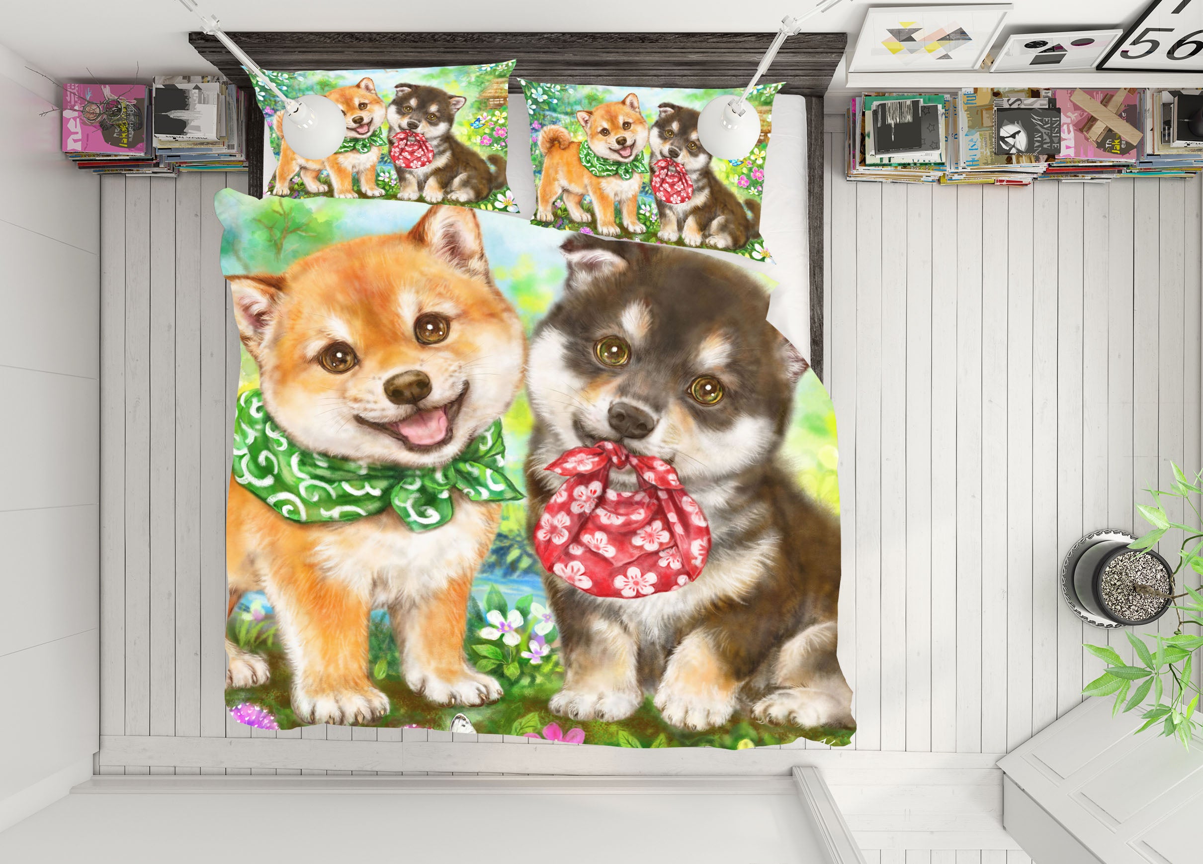 3D Cute Garden Dog 5850 Kayomi Harai Bedding Bed Pillowcases Quilt Cover Duvet Cover