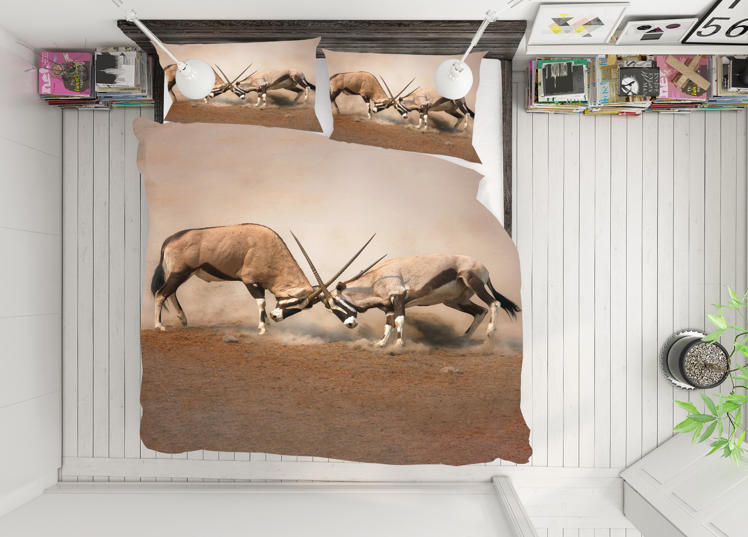 3D Antelope 21025 Bed Pillowcases Quilt