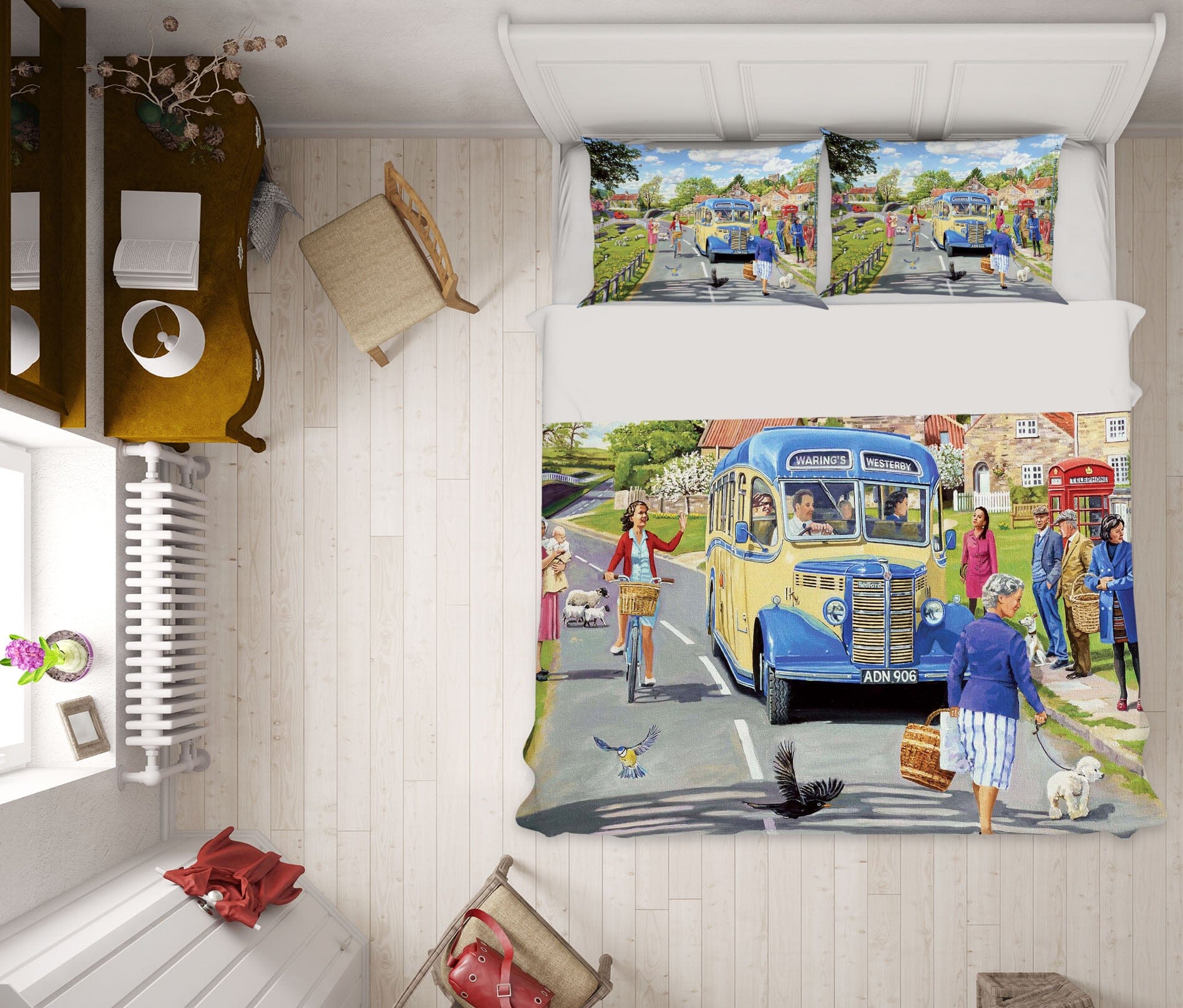 3D The Village Bus Stop 2072 Trevor Mitchell bedding Bed Pillowcases Quilt Quiet Covers AJ Creativity Home 