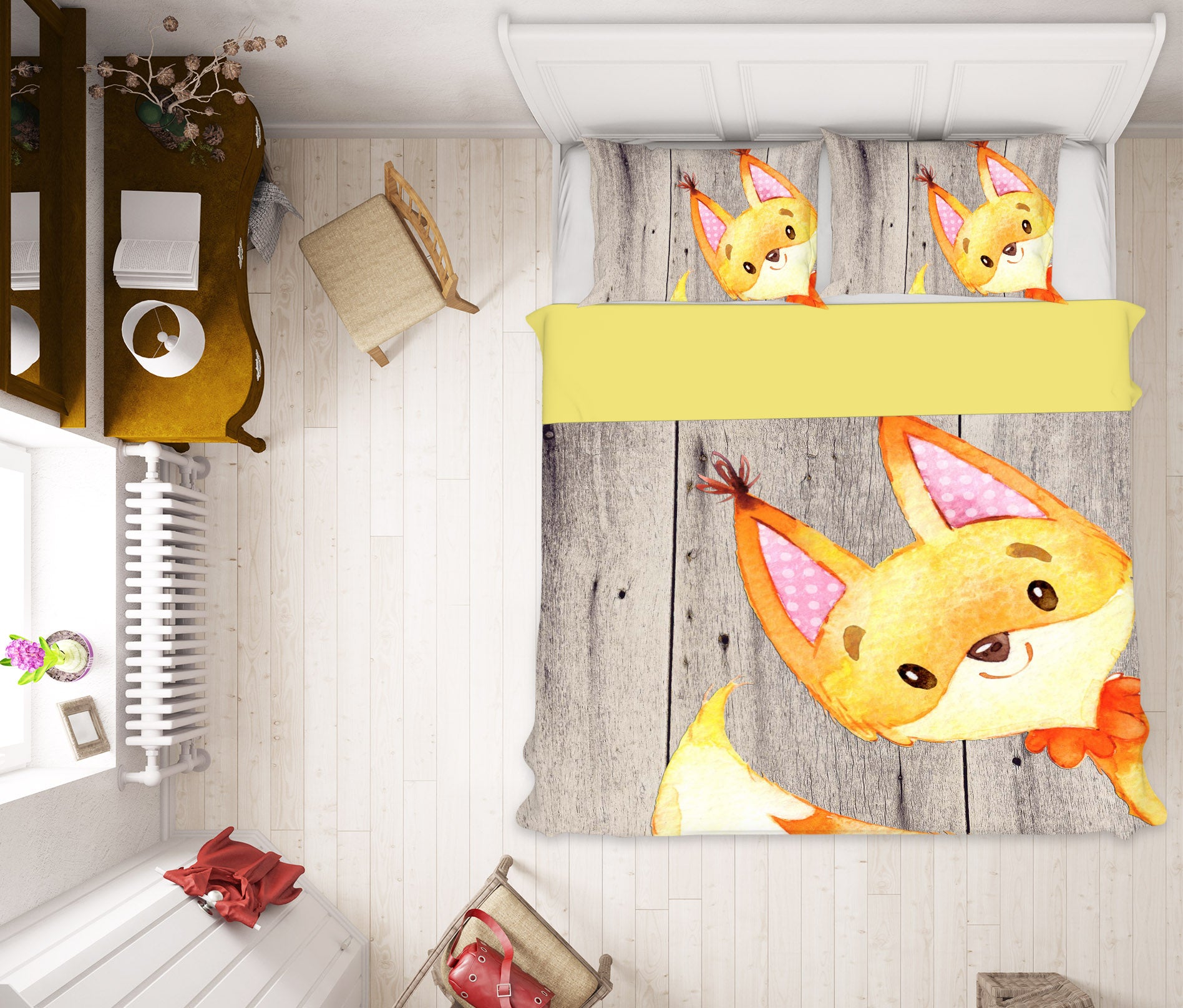 3D Yellow Fox 243 Uta Naumann Bedding Bed Pillowcases Quilt