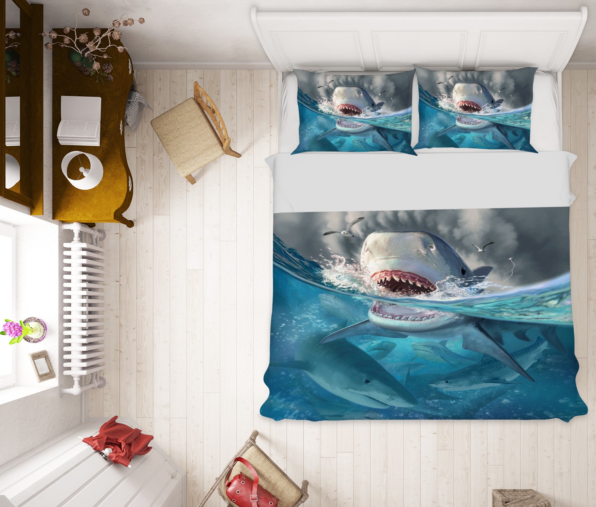 3D Tiger Sharks 18073 Jerry LoFaro bedding Bed Pillowcases Quilt