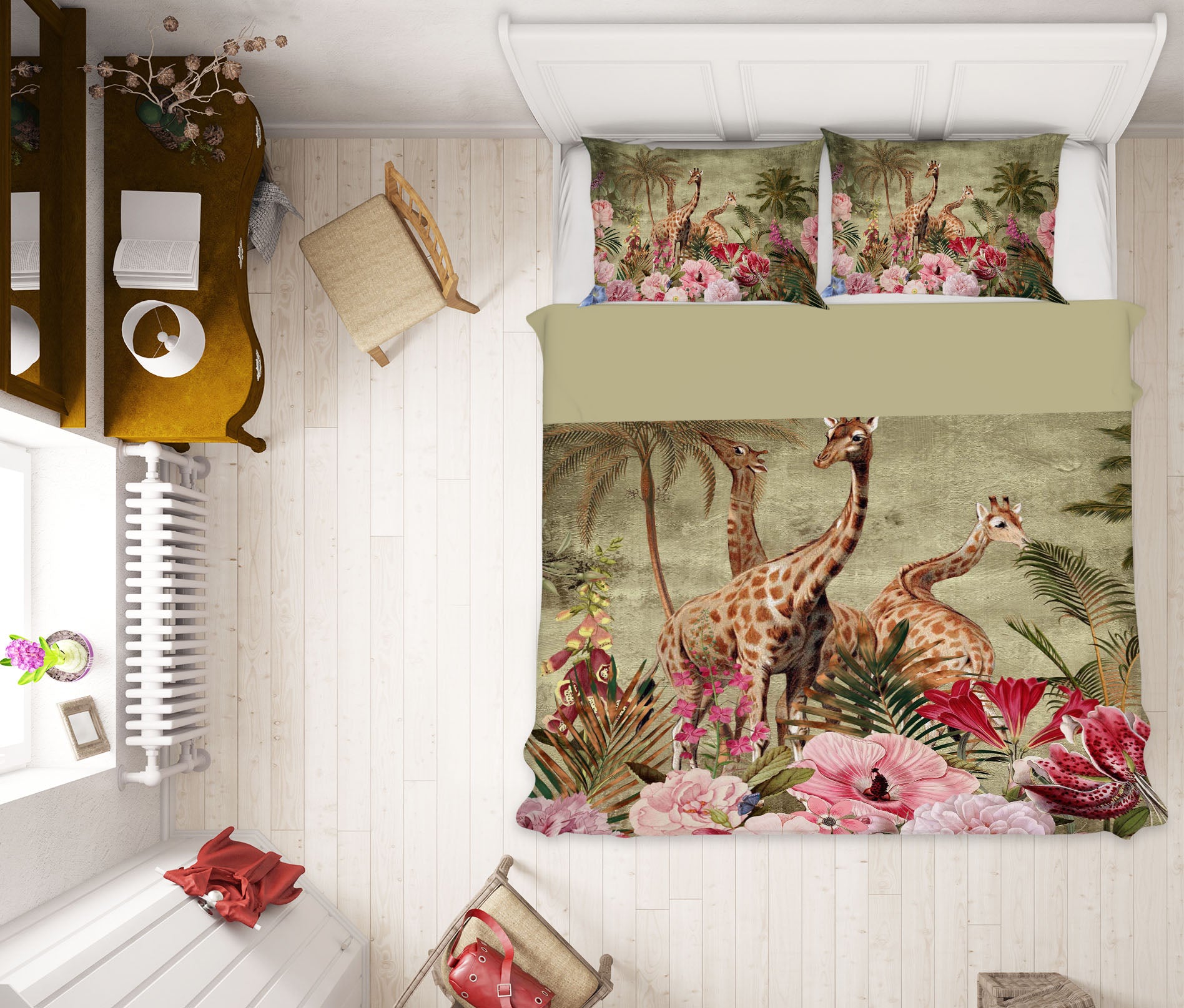 3D Giraffe Flower Bush 18153 Uta Naumann Bedding Bed Pillowcases Quilt