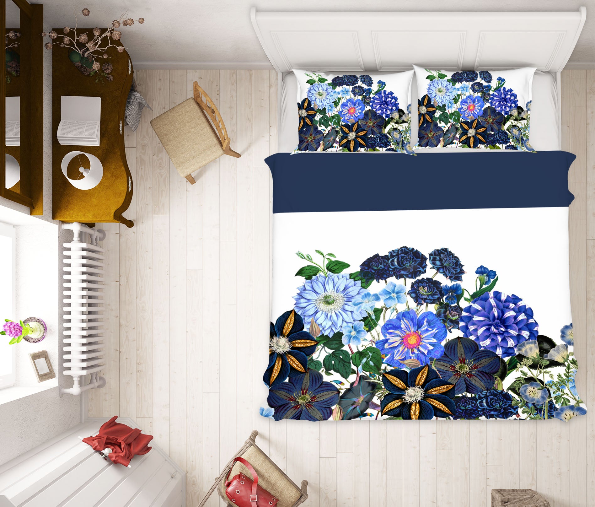 3D Blue Flower Bush 18158 Uta Naumann Bedding Bed Pillowcases Quilt