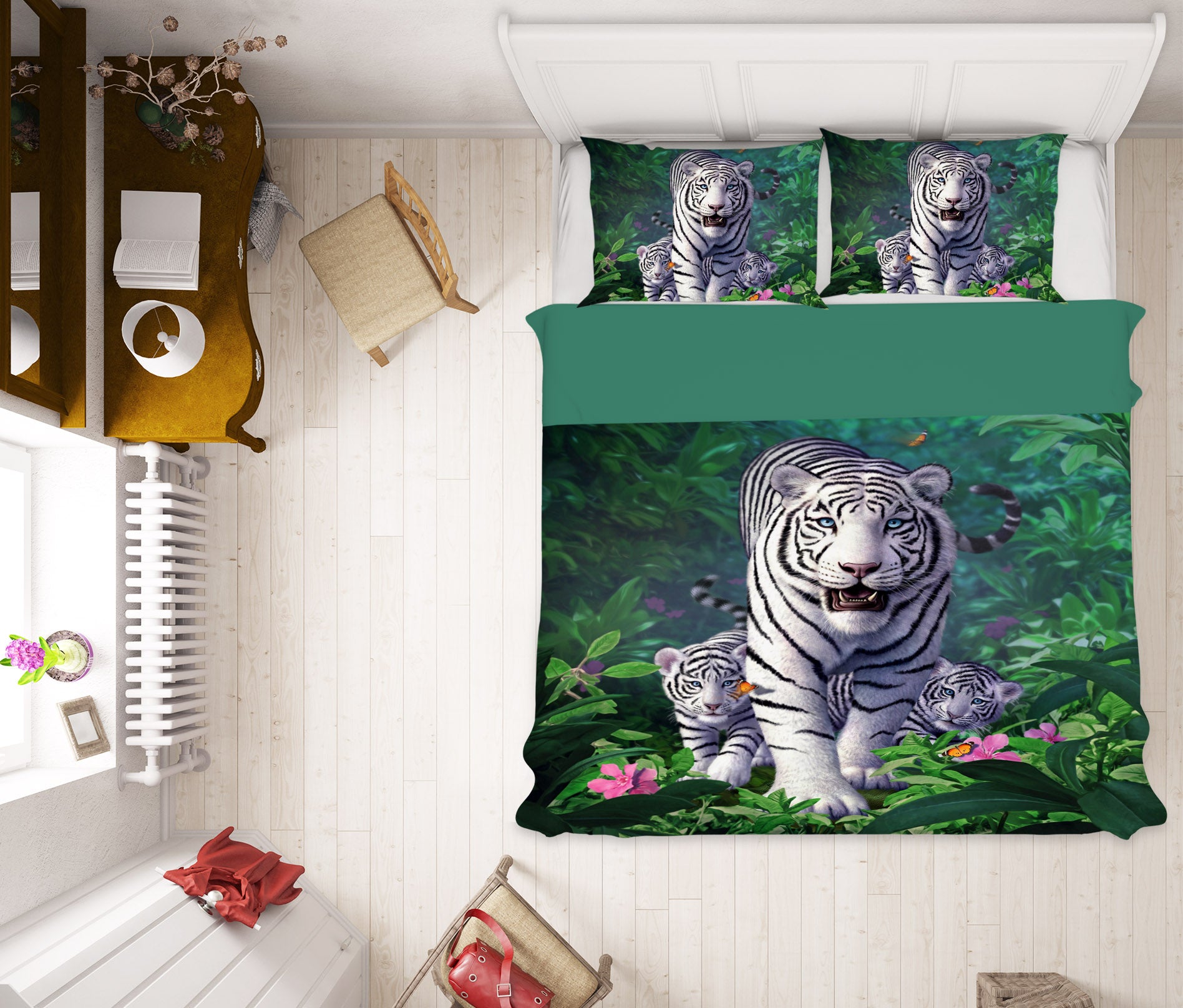 3D White Tigers 18077 Jerry LoFaro bedding Bed Pillowcases Quilt