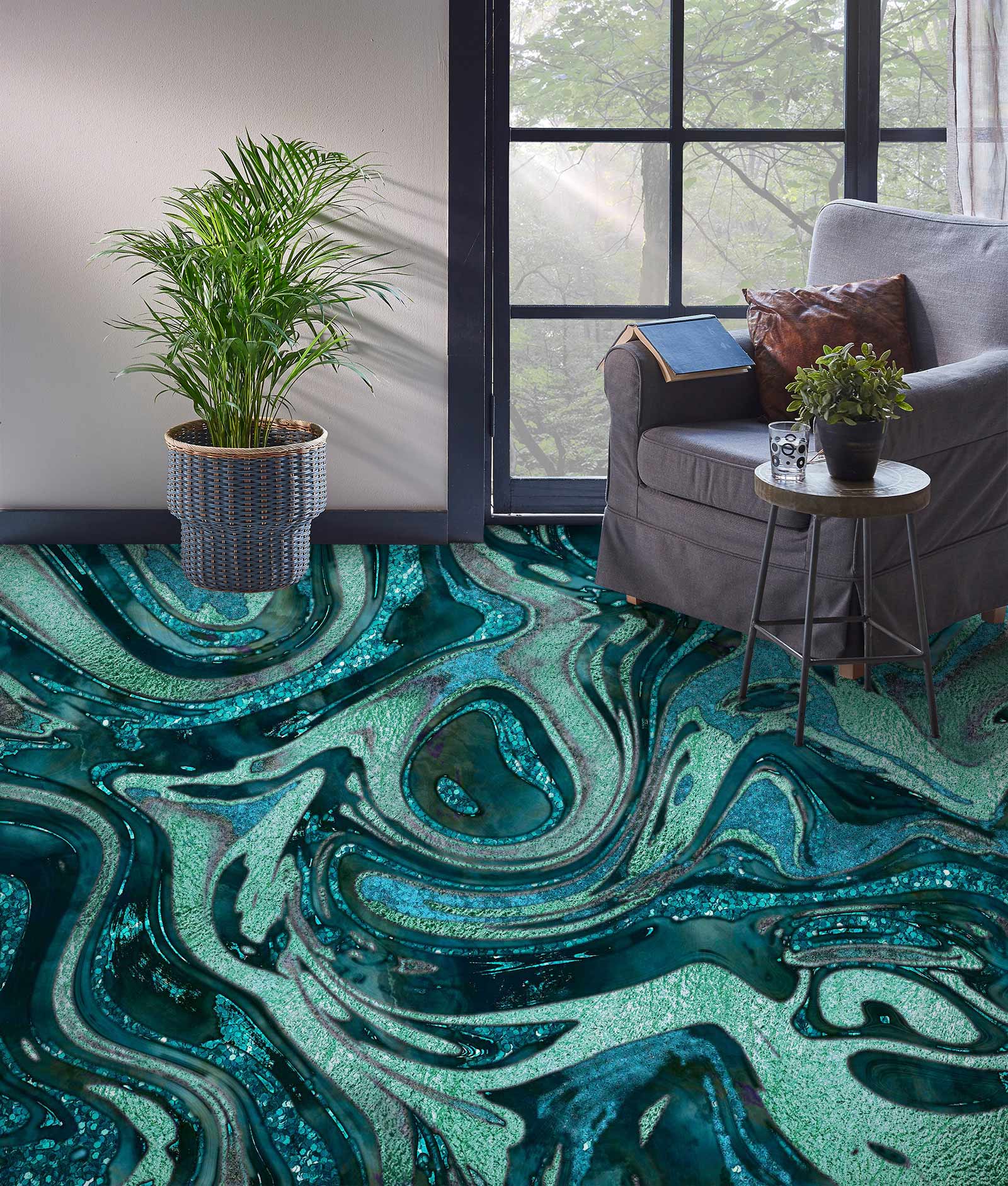 3D Green Texture 102120 Andrea Haase Floor Mural