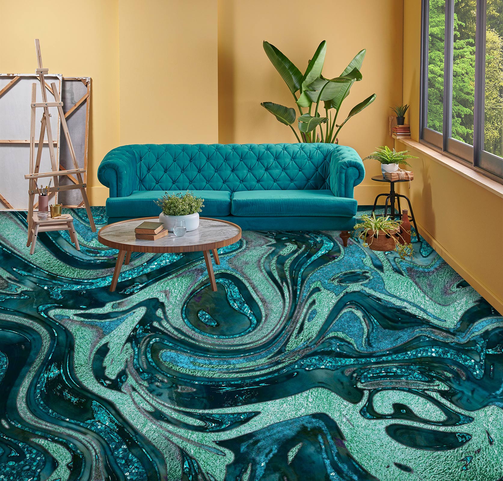 3D Green Texture 102120 Andrea Haase Floor Mural