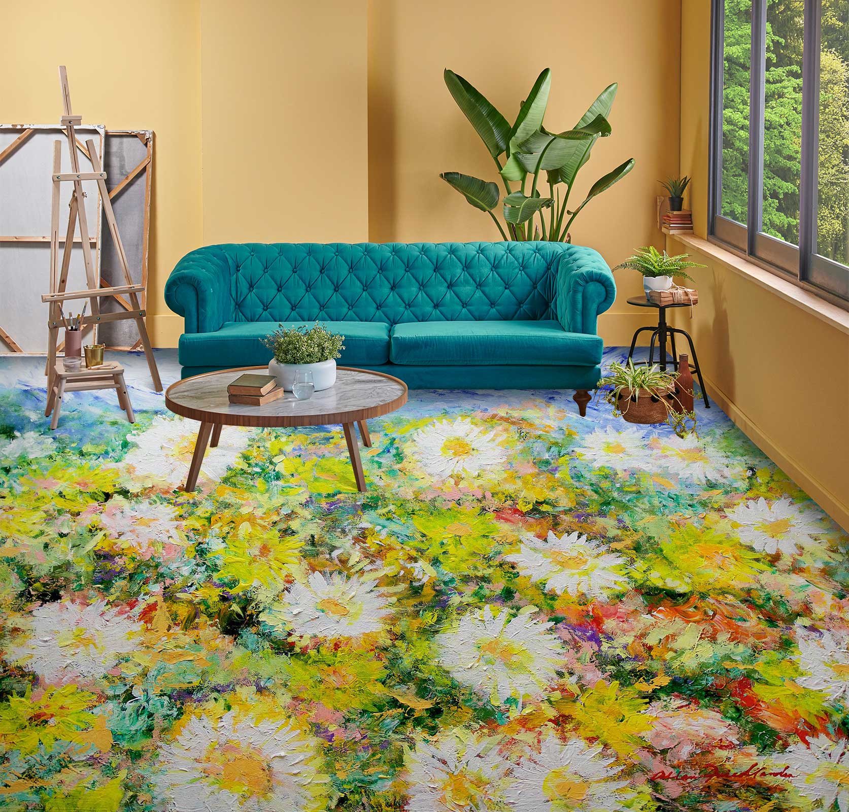 3D Daisy Bush 9680 Allan P. Friedlander Floor Mural