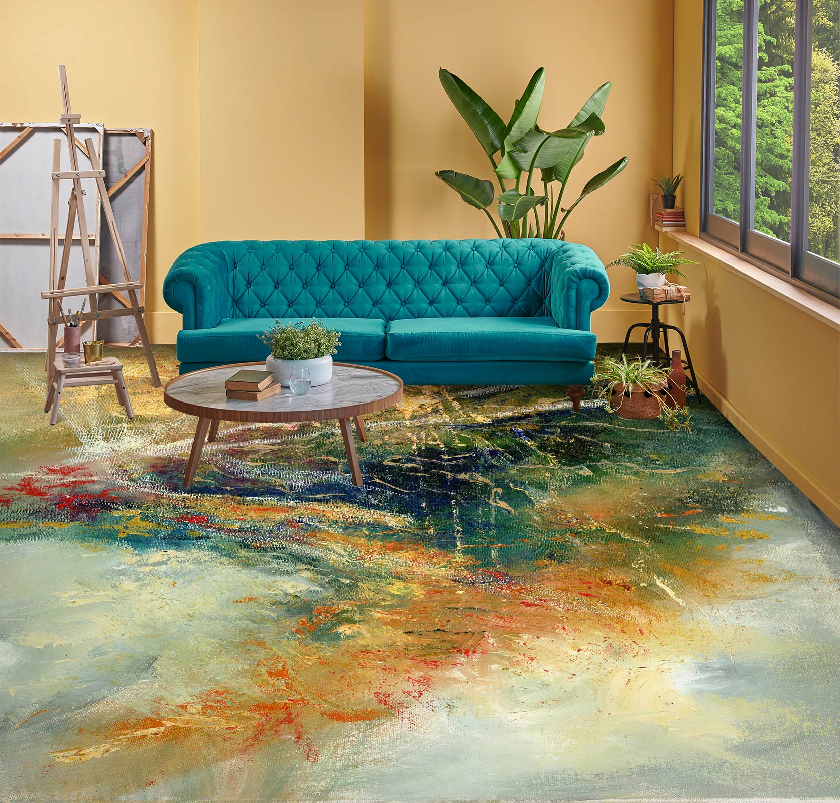 3D Green Pattern Texture 99175 Anne Farrall Doyle Floor Mural