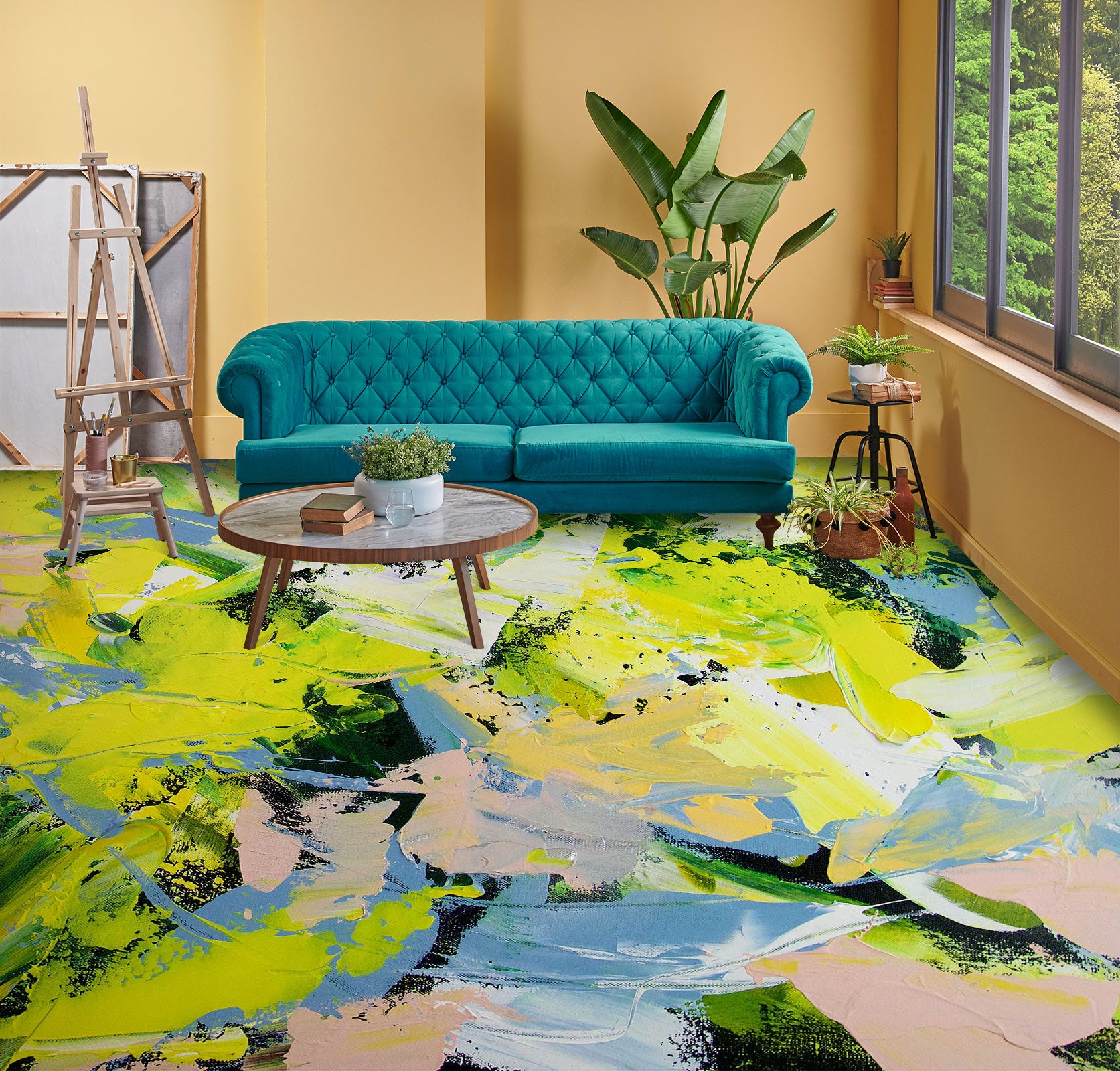 3D Green Pigment Pattern 9668 Allan P. Friedlander Floor Mural