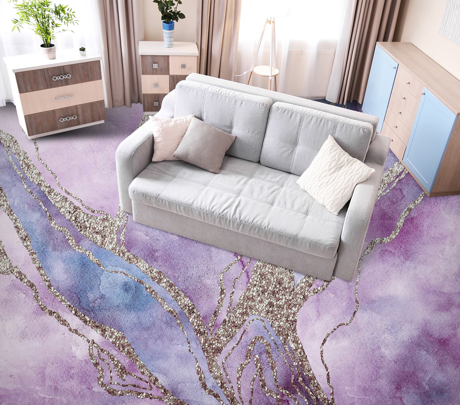 3D Light Purple Pattern 102135 Andrea Haase Floor Mural