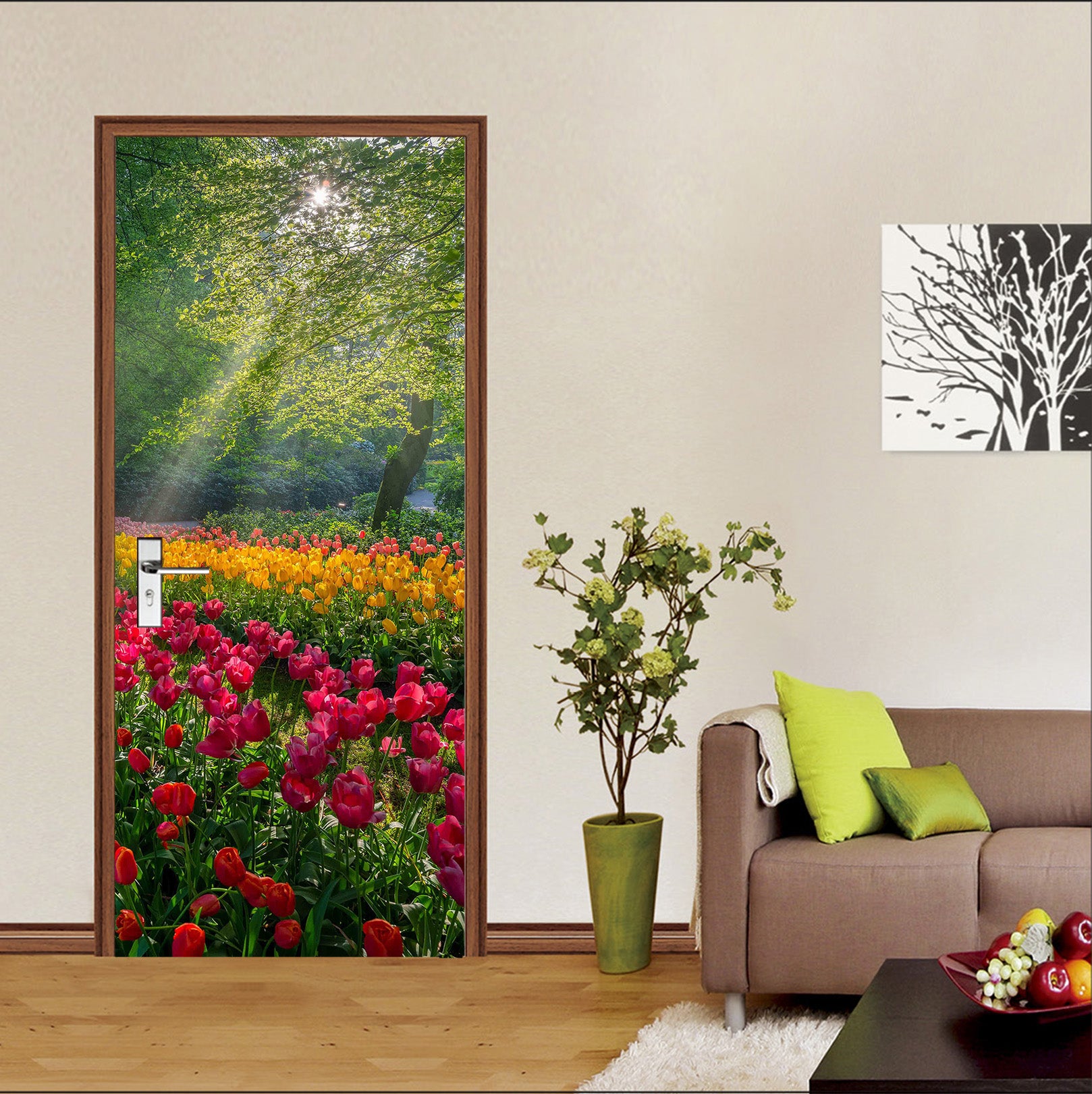 3D Flower Bush Sunshine Woods 12281 Marco Carmassi Door Mural