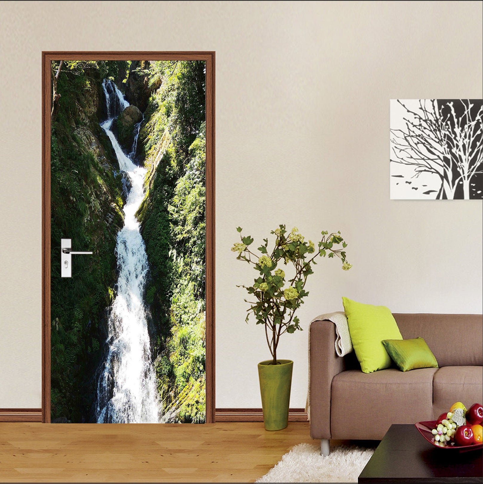 3D Mountain Torrent 24224 Door Mural