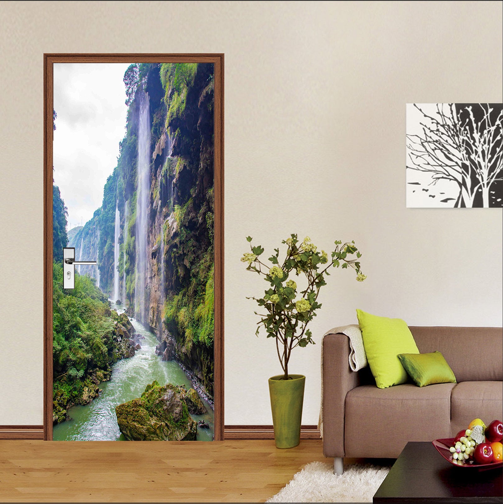 3D Mountain Gorge 25019 Door Mural