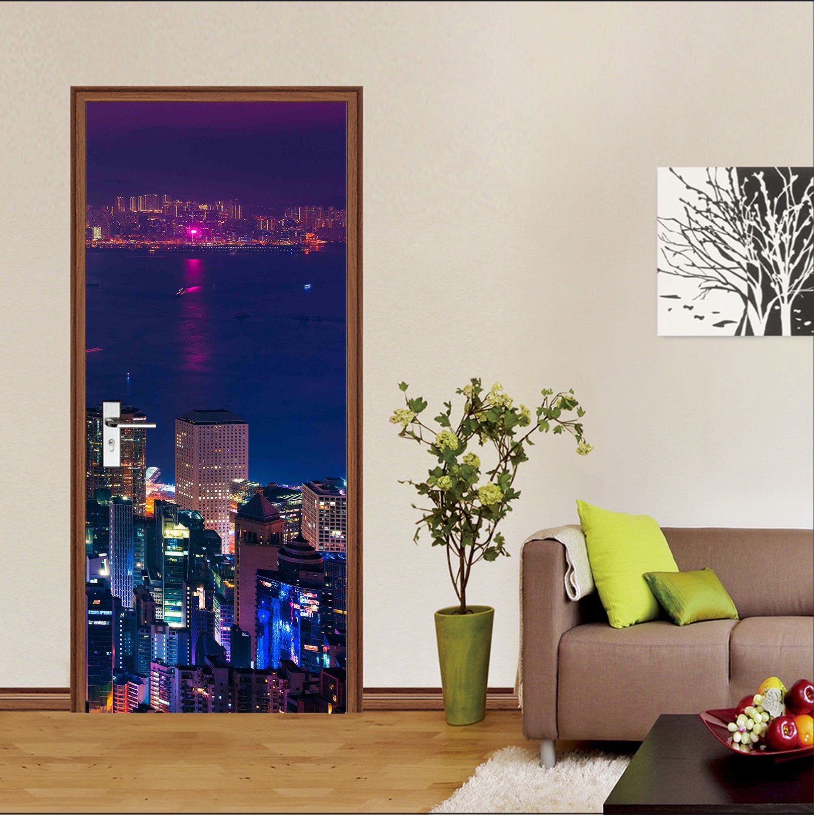 3D Night High Building 119113 Marco Carmassi Door Mural