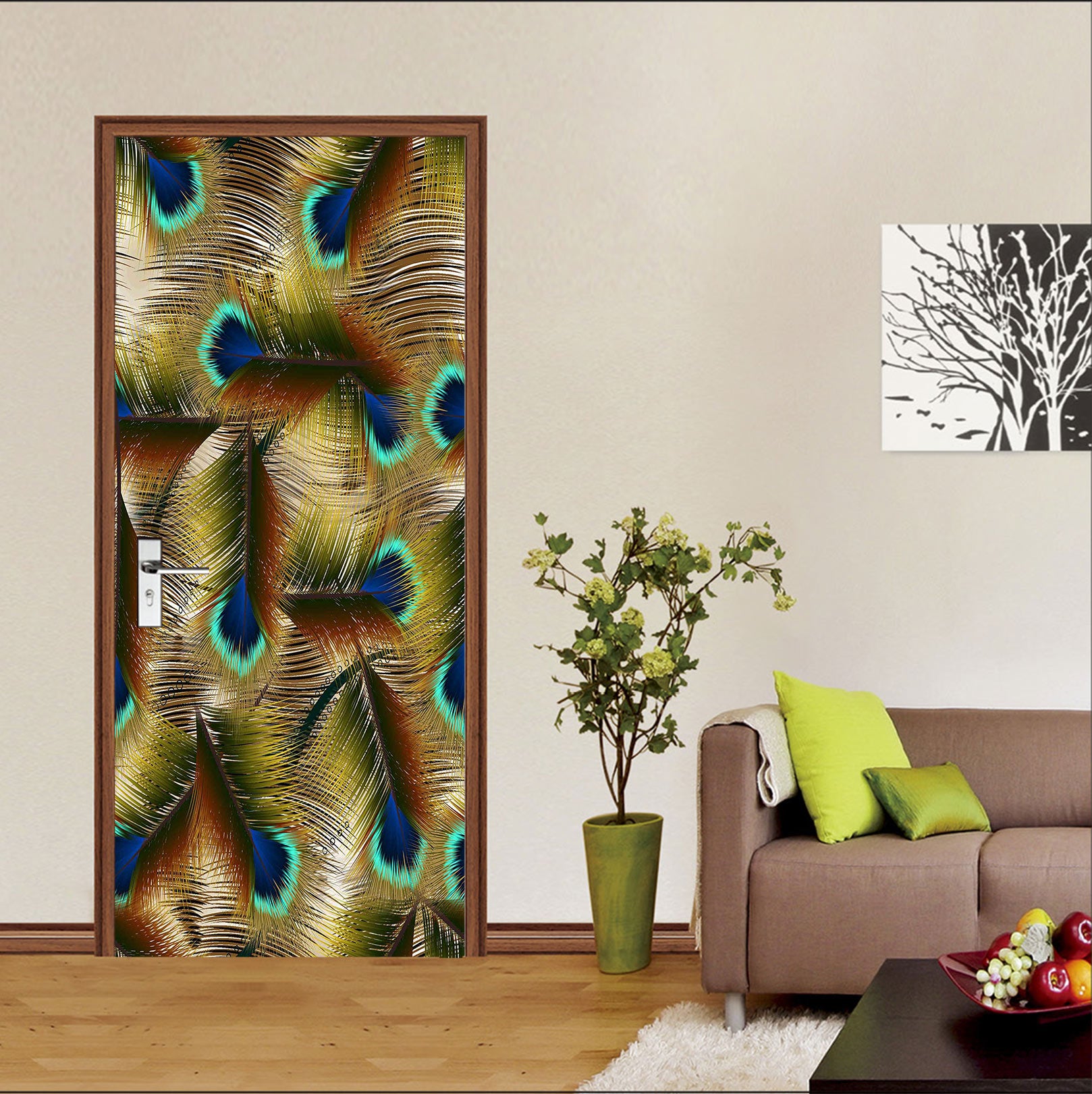 3D Peacock 25033 Door Mural