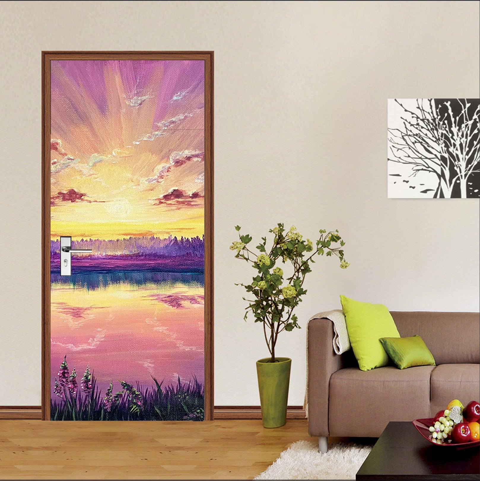 3D Sunrise Lake 9440 Marina Zotova Door Mural