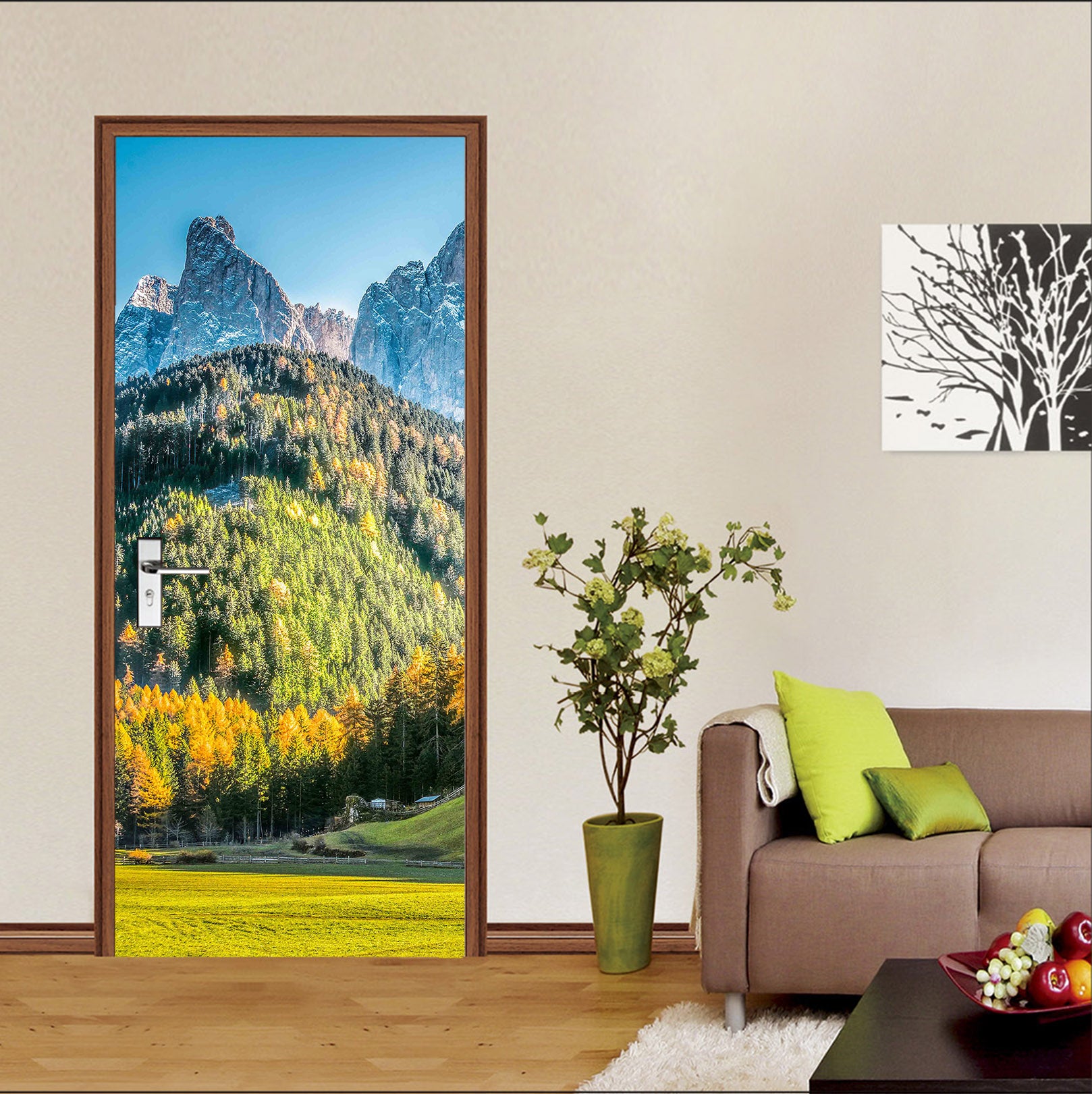 3D Woods Mountains 115129 Marco Carmassi Door Mural