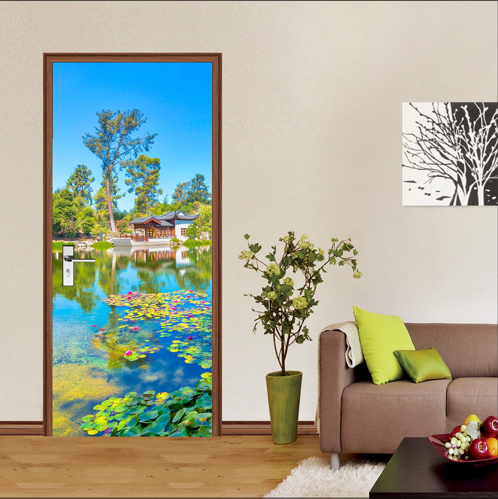 3D Lake Lotus Leaf Houses 11488 Marco Carmassi Door Mural