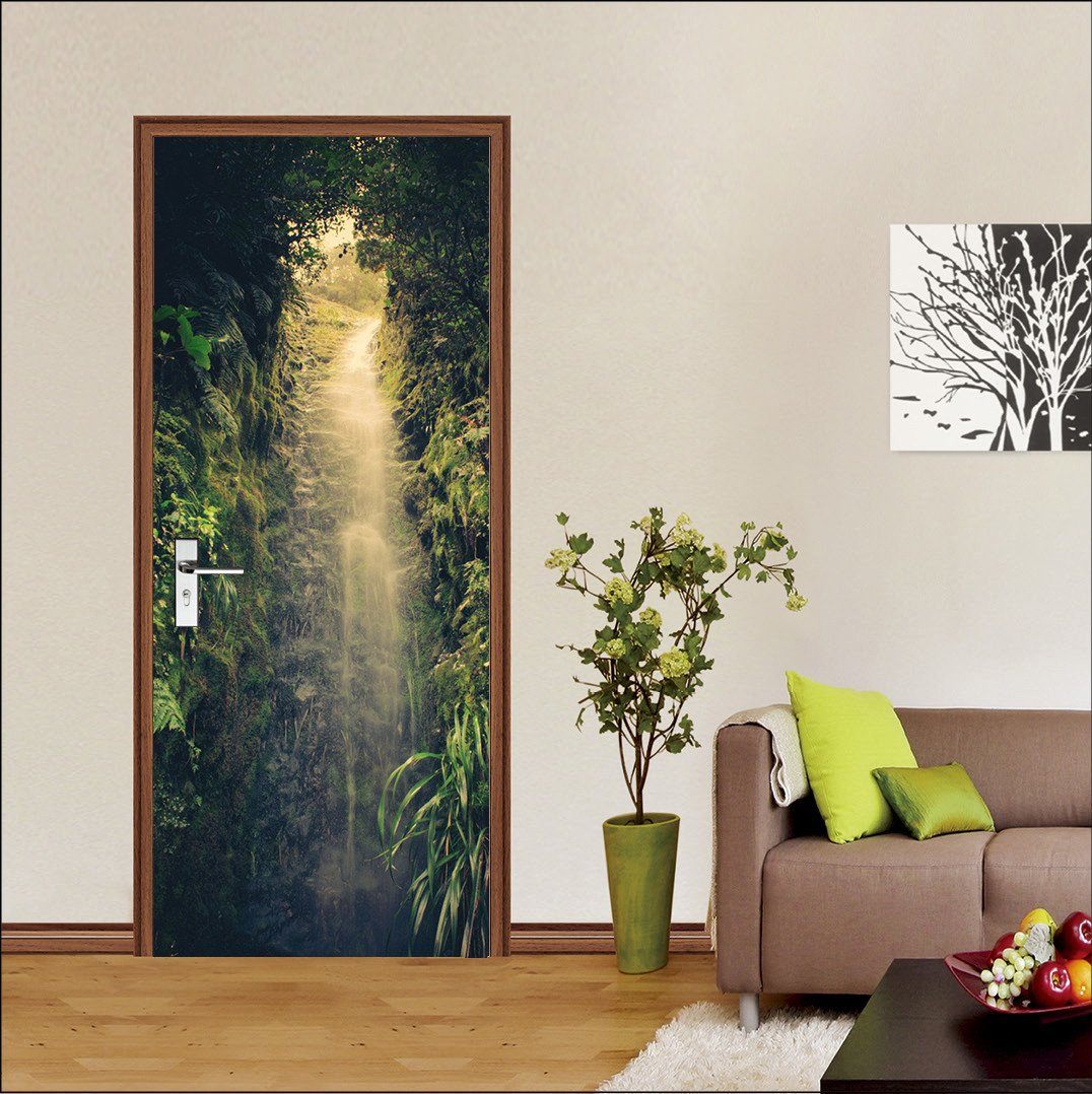 3D light in the jungle door mural Wallpaper AJ Wallpaper 