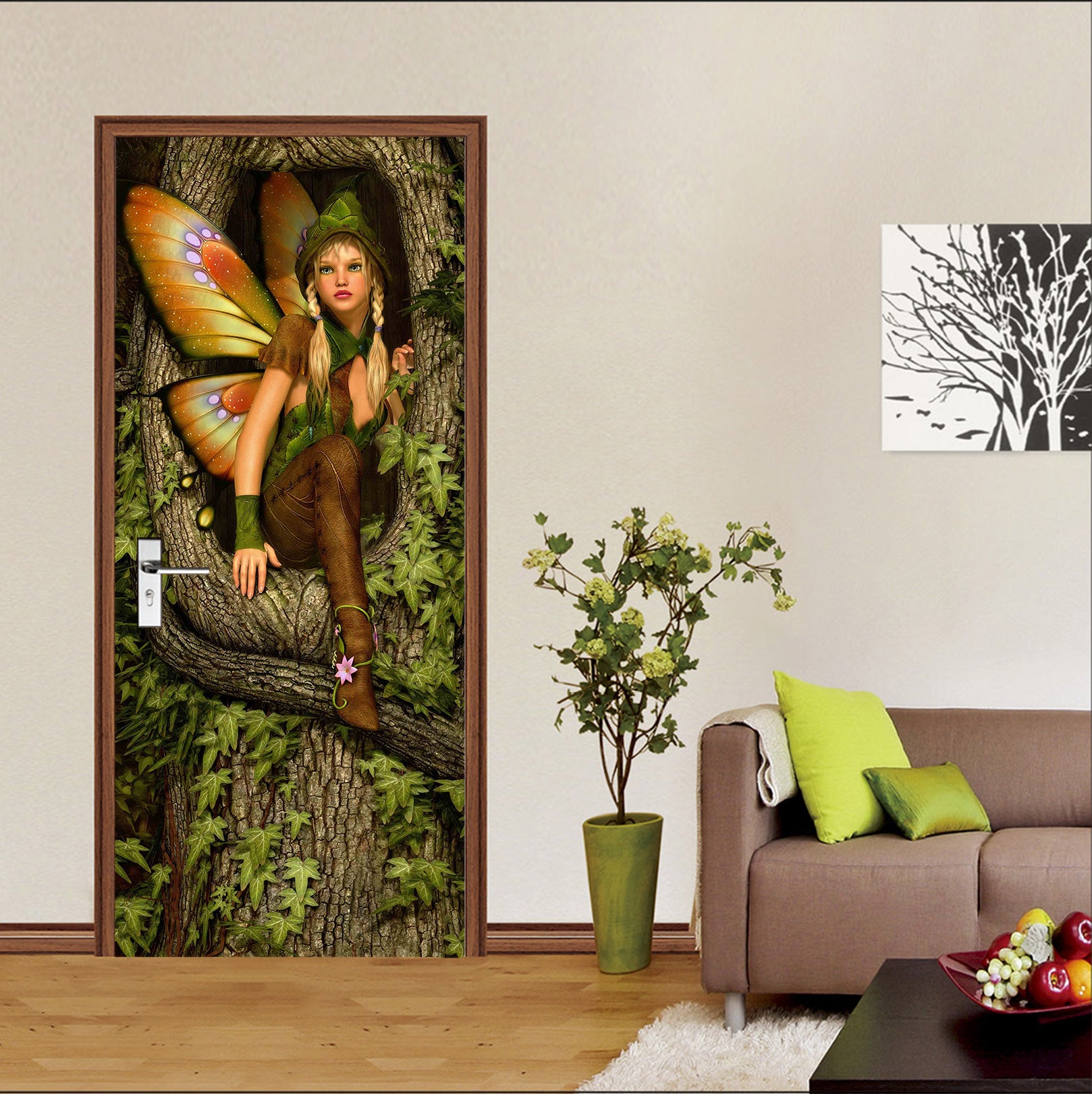 3D Butterfly Elf 22056 Door Mural