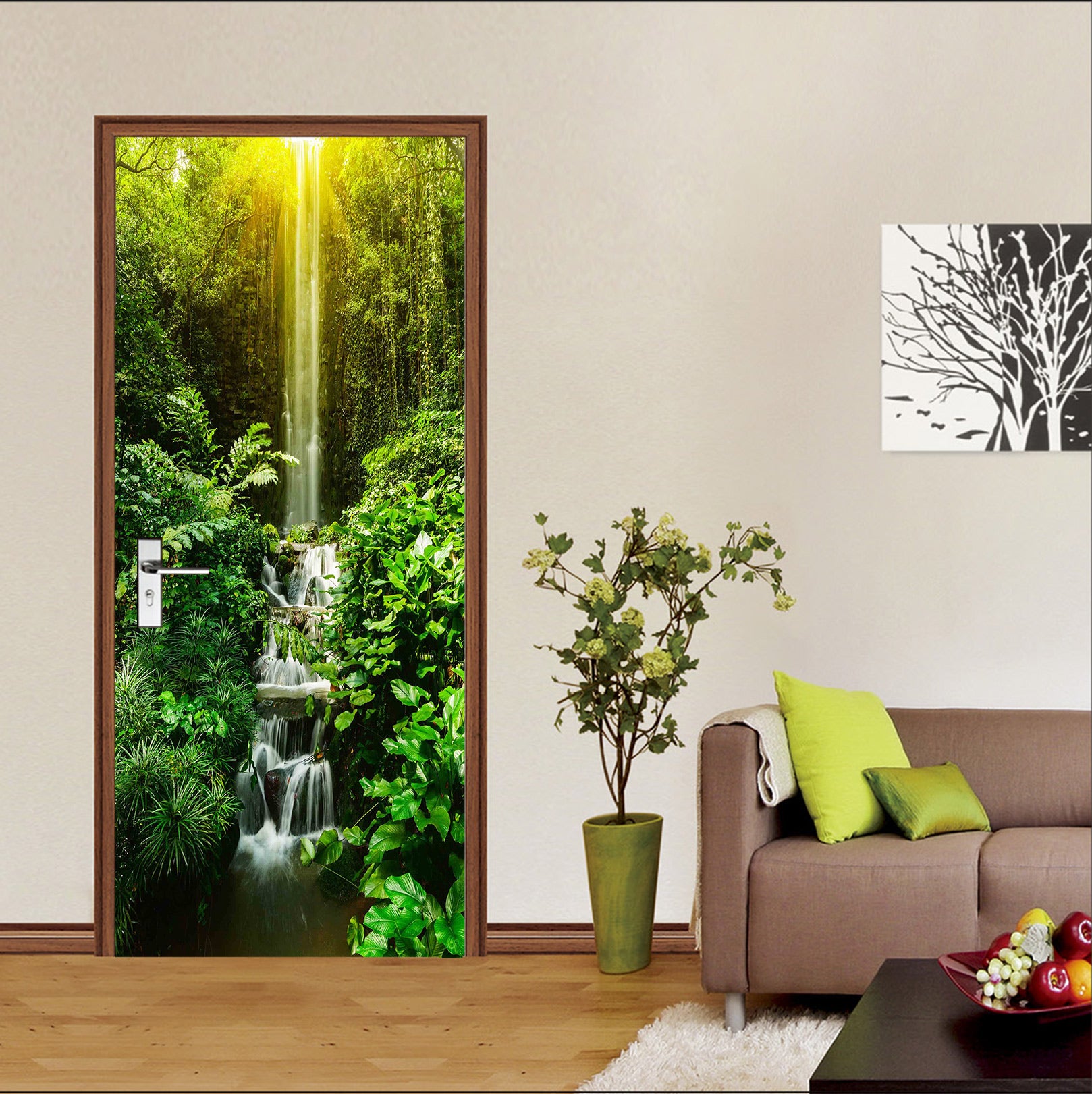 3D Jungle Running Water 24090 Door Mural