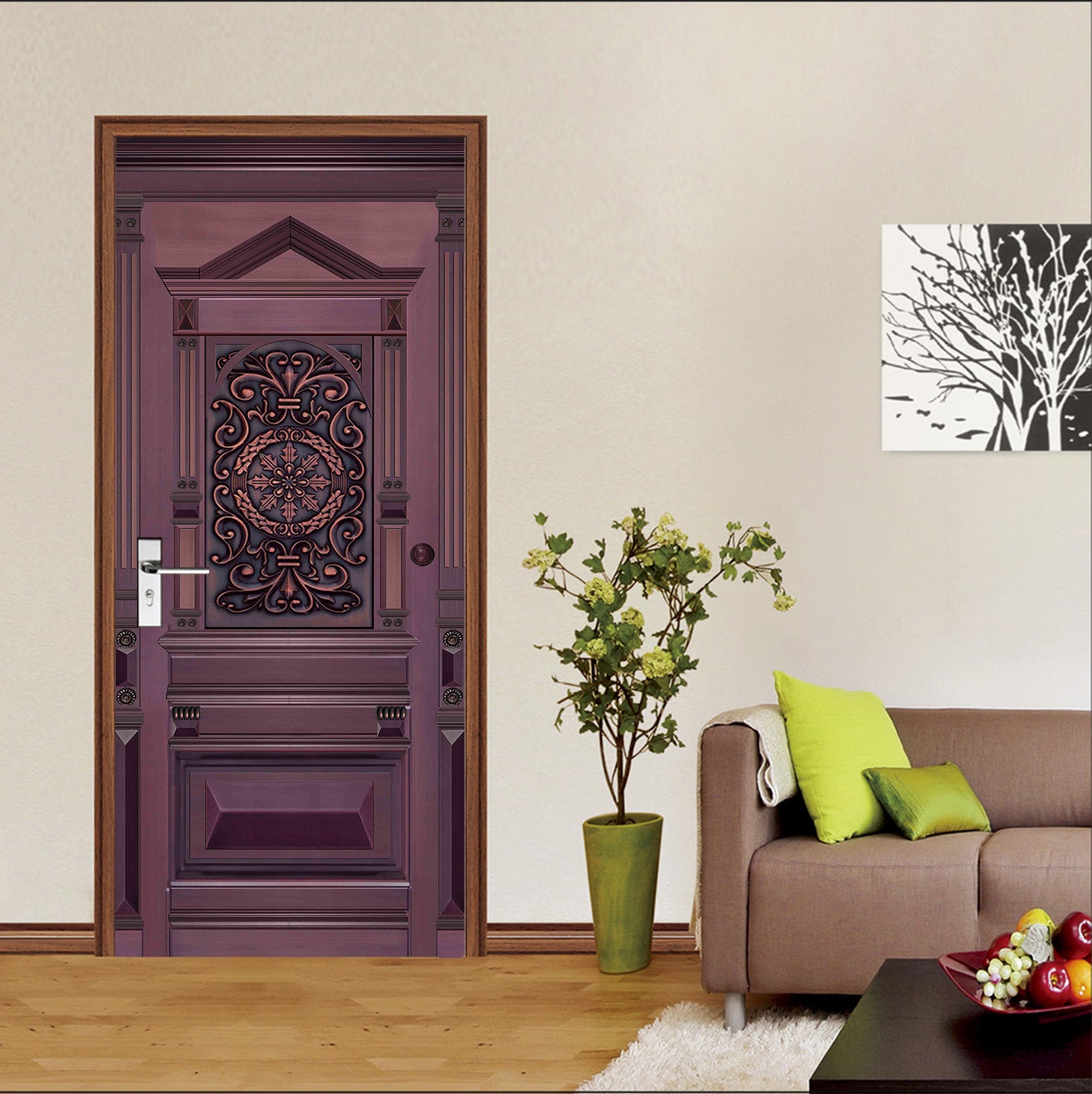 3D Dark Brown 23001 Door Mural