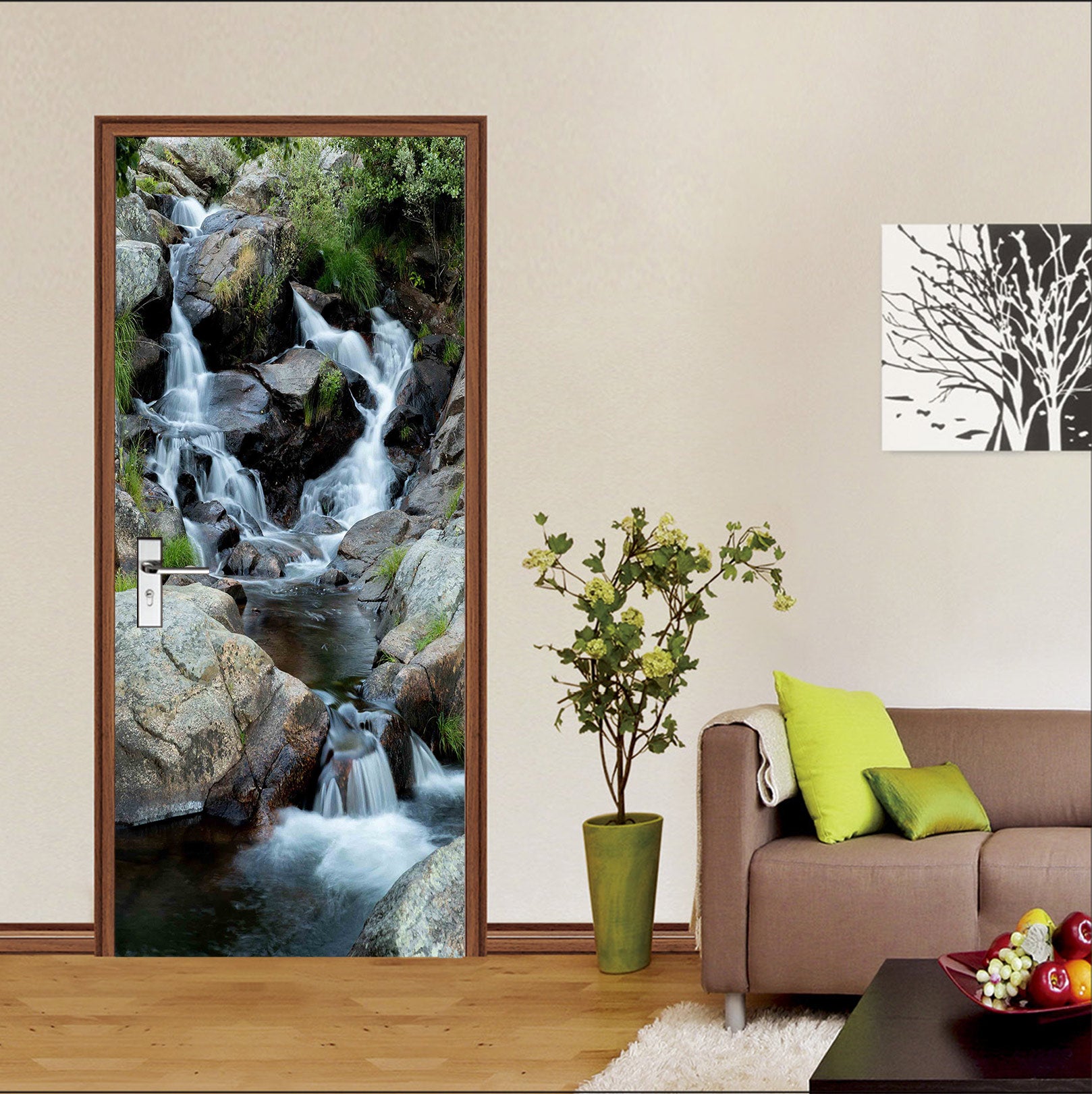 3D Stone Running Water 24160 Door Mural