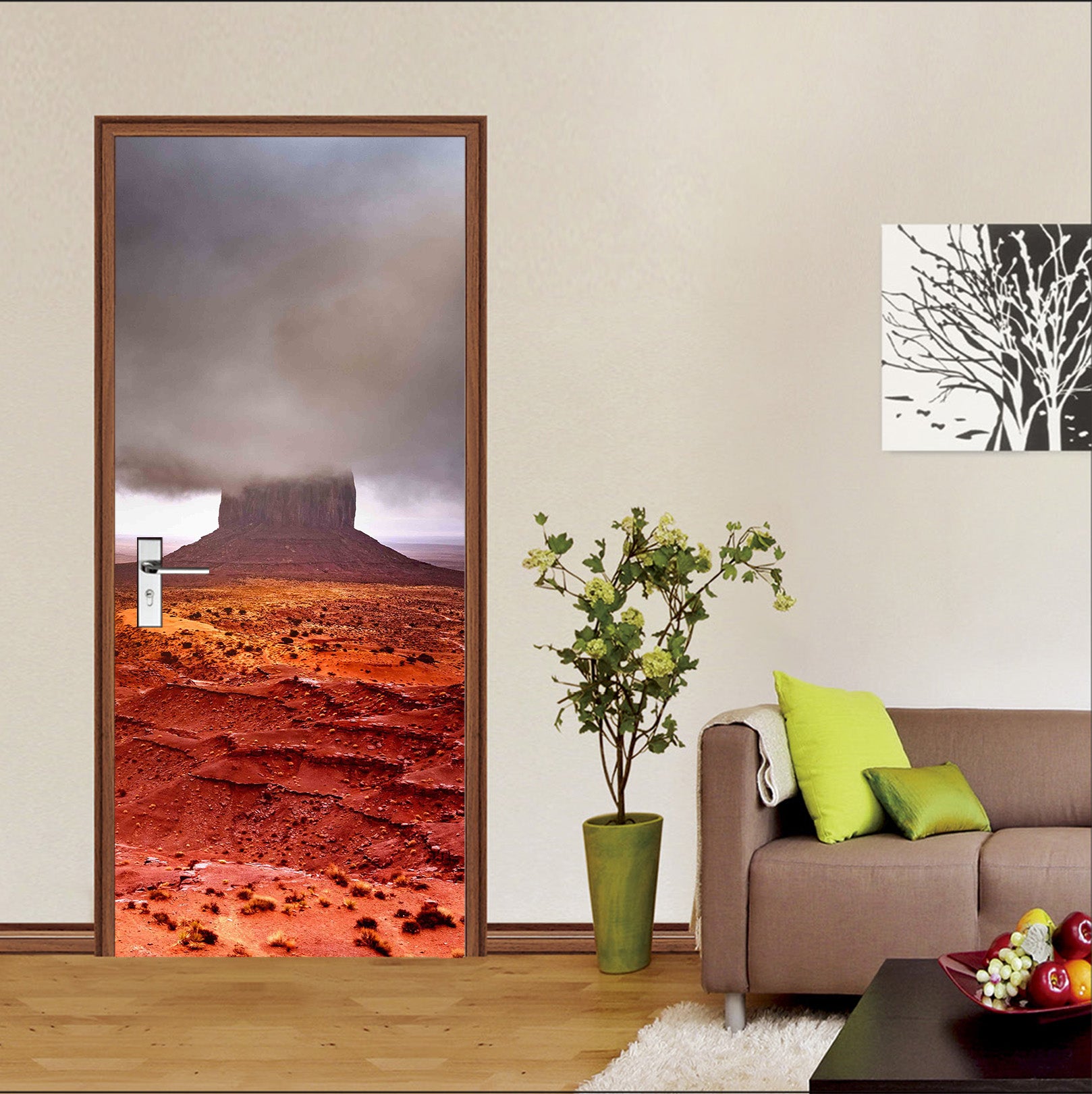 3D Cloud Mist Red Earth 12009 Marco Carmassi Door Mural