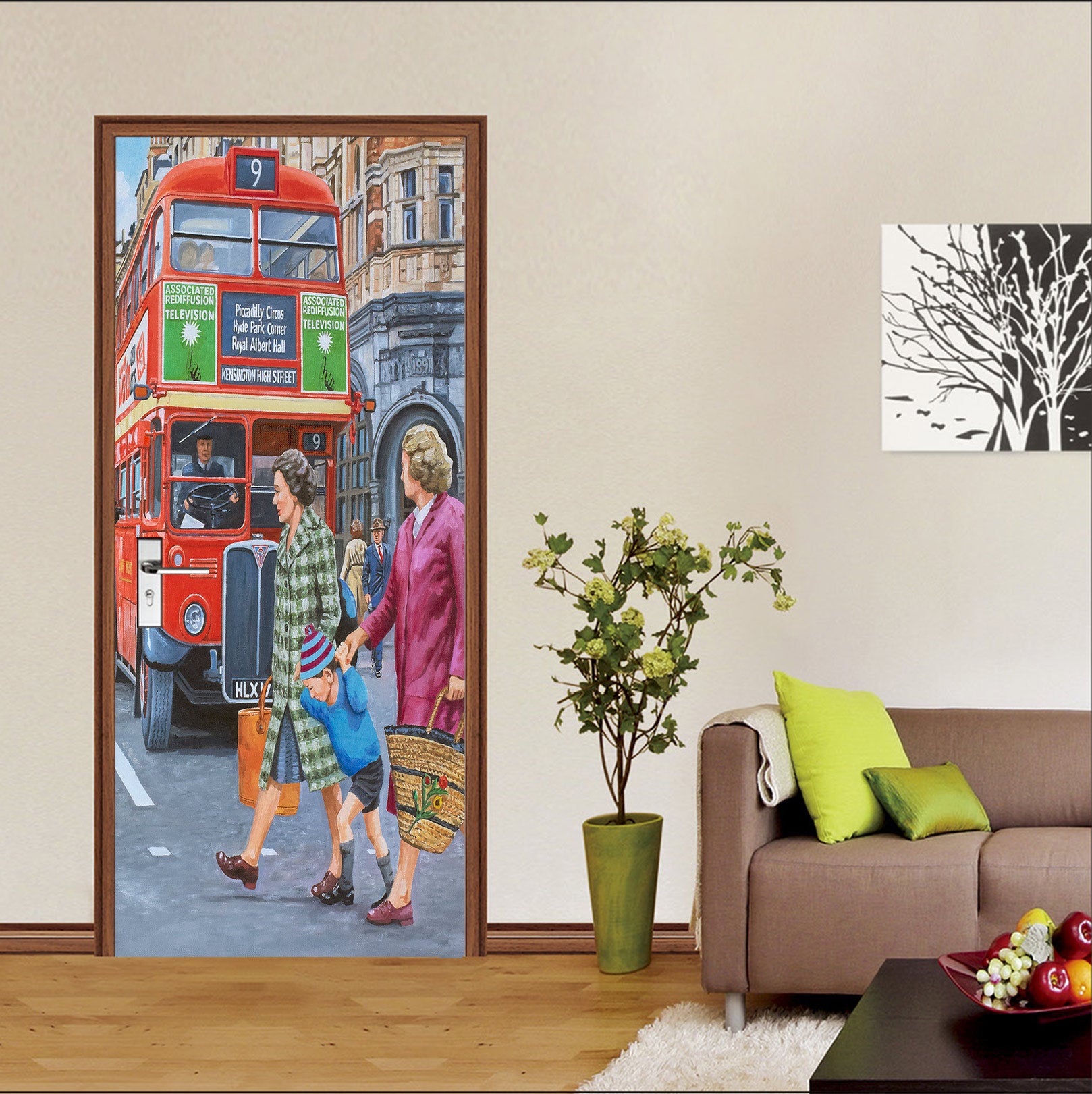 3D Red Double Decker Bus 103201 Trevor Mitchell Door Mural