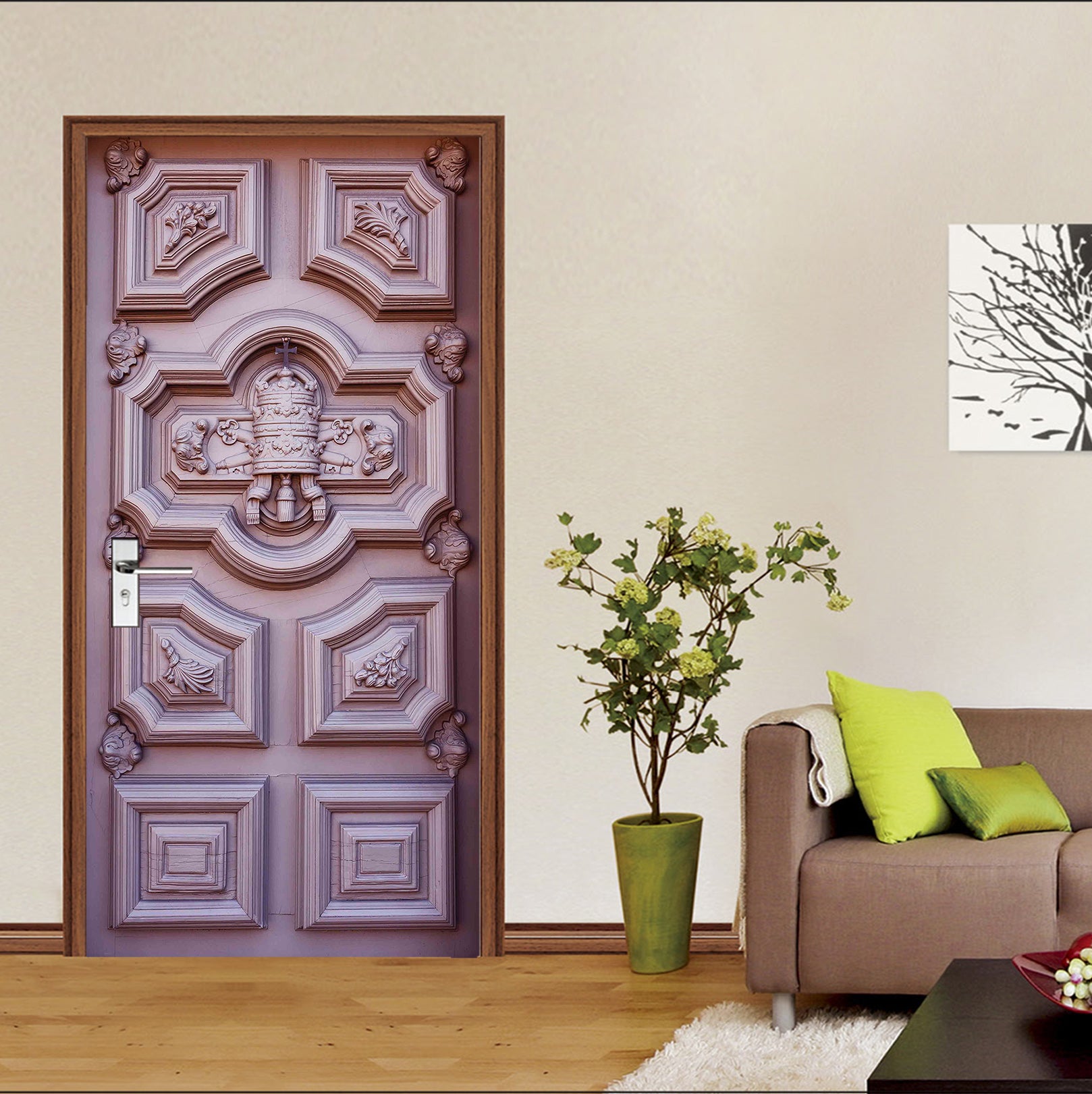 3D Wood Brown 23005 Door Mural