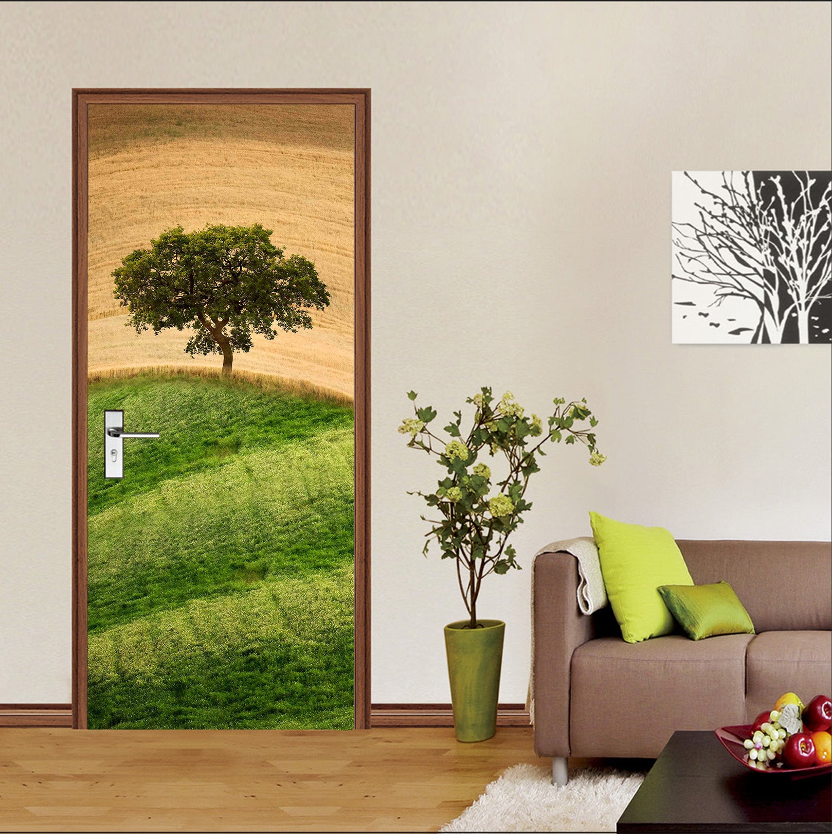 3D Lawn Hillside Tree 11968 Marco Carmassi Door Mural