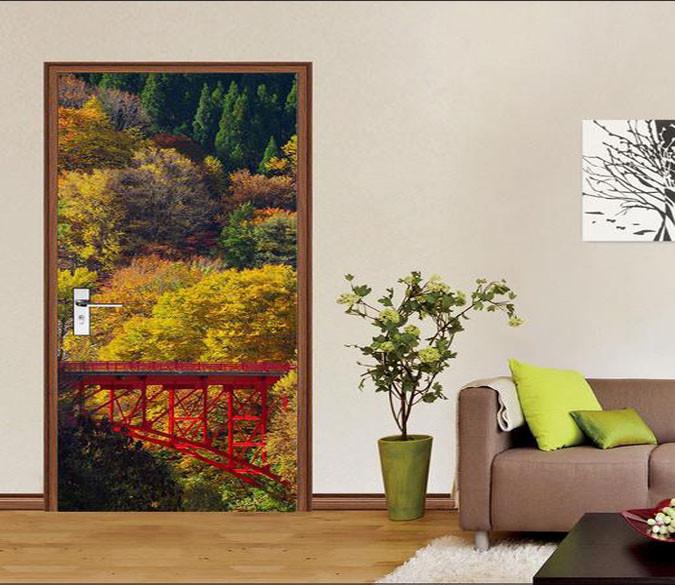 3D natural forest cable car door mural Wallpaper AJ Wallpaper 