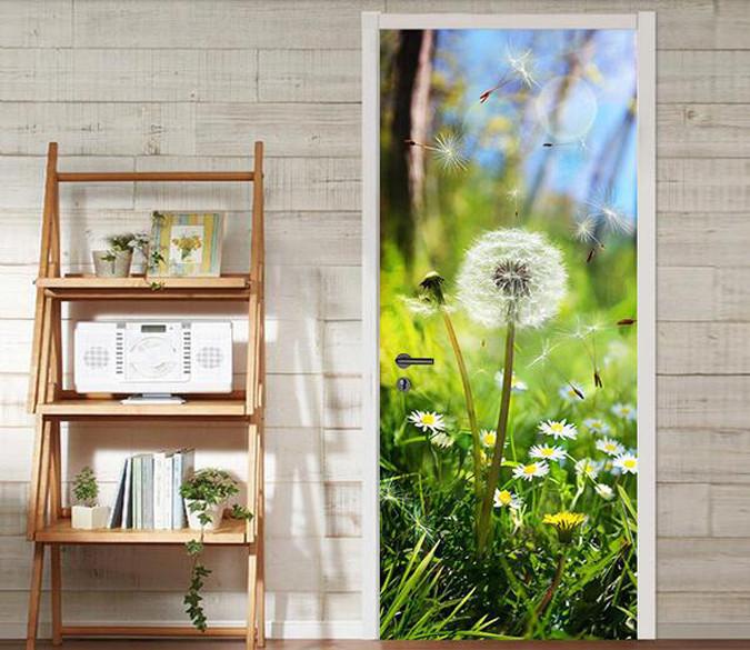 3D dandelion landscape door mural Wallpaper AJ Wallpaper 