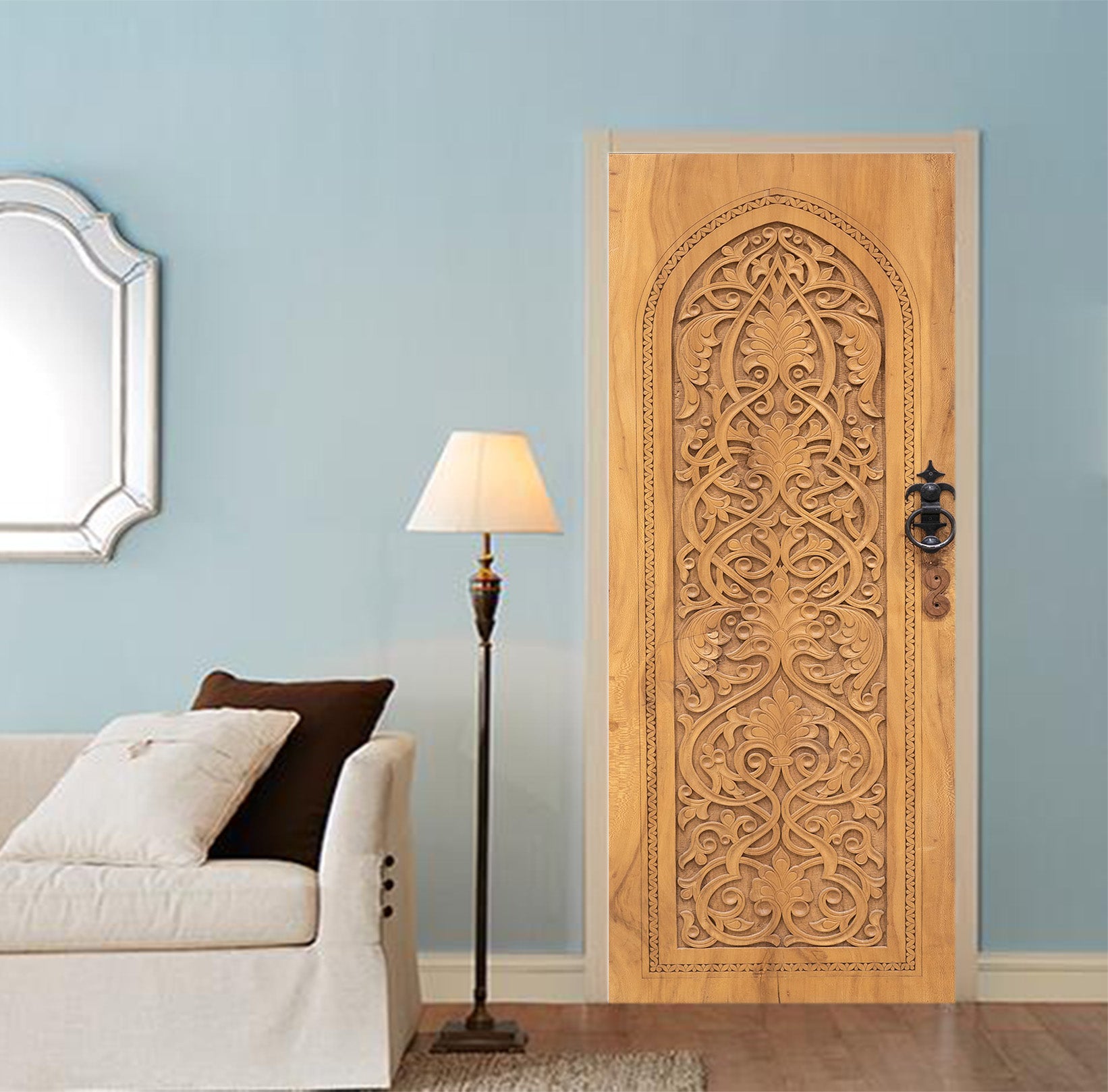 3D Pattern Wood Carving 23006 Door Mural