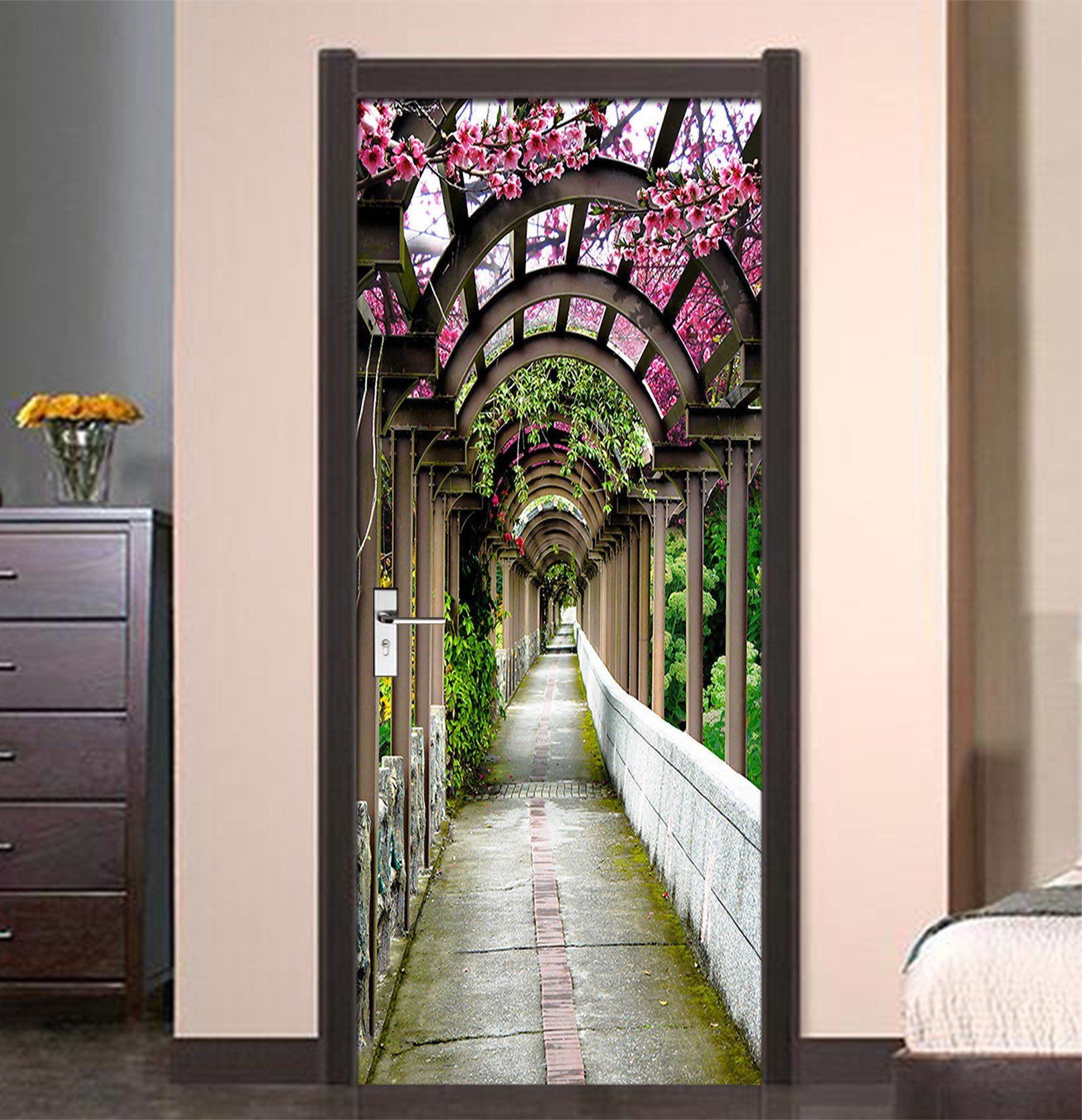 3D Aisle Flowers 78 Door Mural Wallpaper AJ Wallpaper 