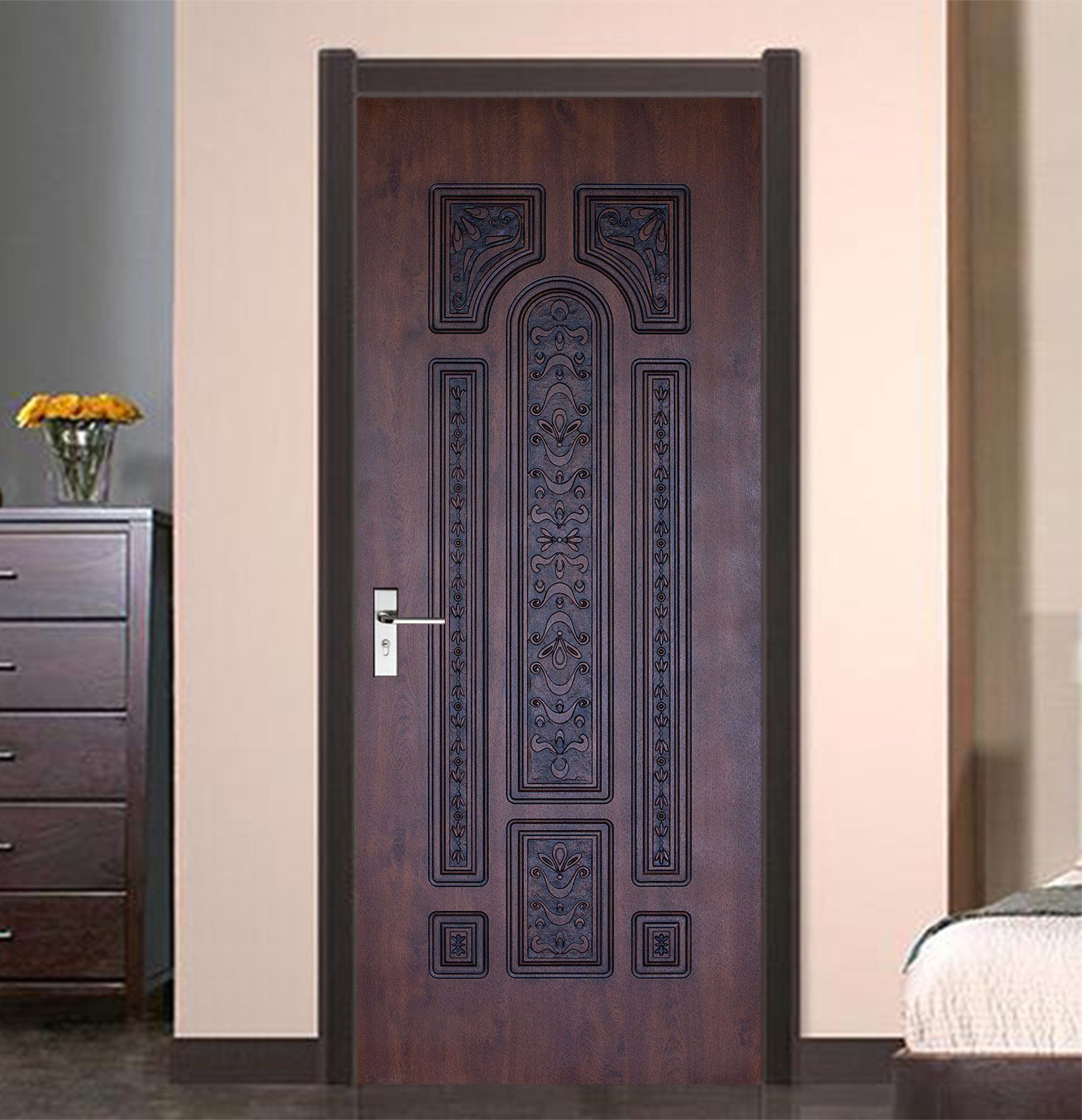 3D Dark Brown 22208 Door Mural