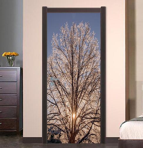 3D blooming tree in the sun door mural Wallpaper AJ Wallpaper 