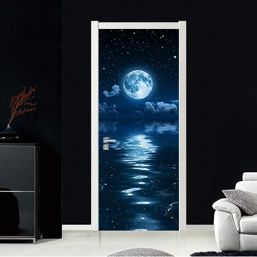 3D sea view under the stars door mural Wallpaper AJ Wallpaper 