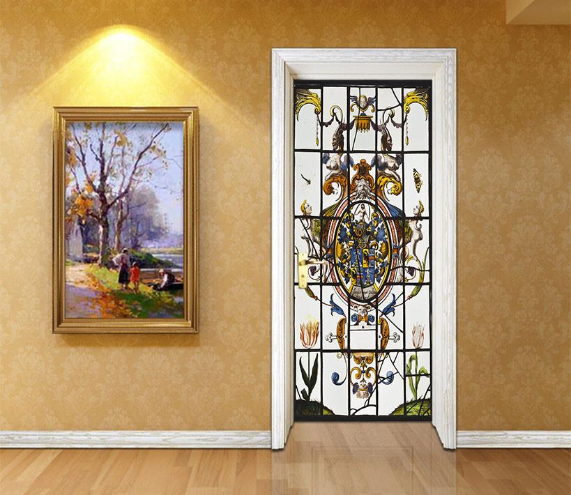 3D retro animal painting door mural Wallpaper AJ Wallpaper 