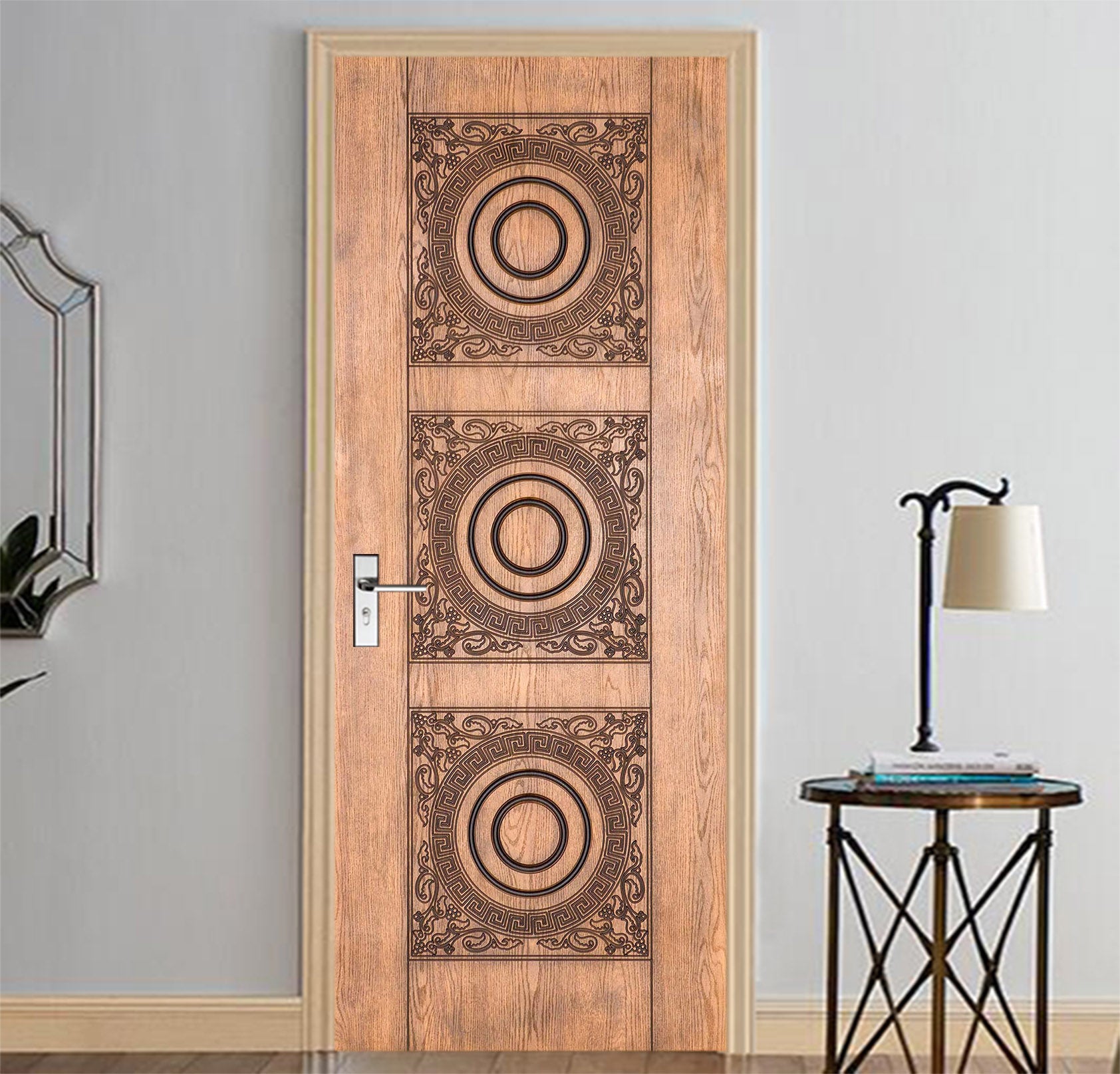 3D Circle Wood Door 22204 Door Mural