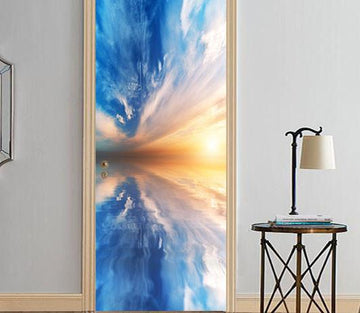 3D clouds under the setting sun door mural Wallpaper AJ Wallpaper 