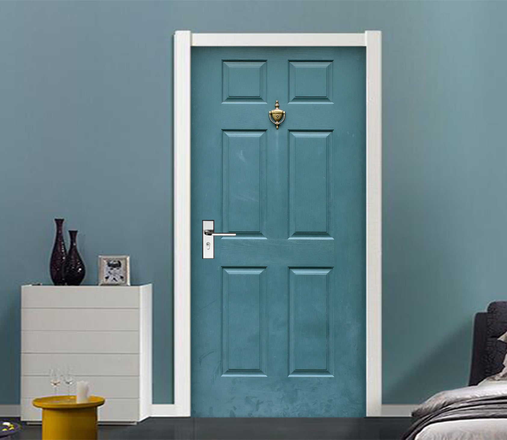 3D Blue-Green Door 22215 Door Mural