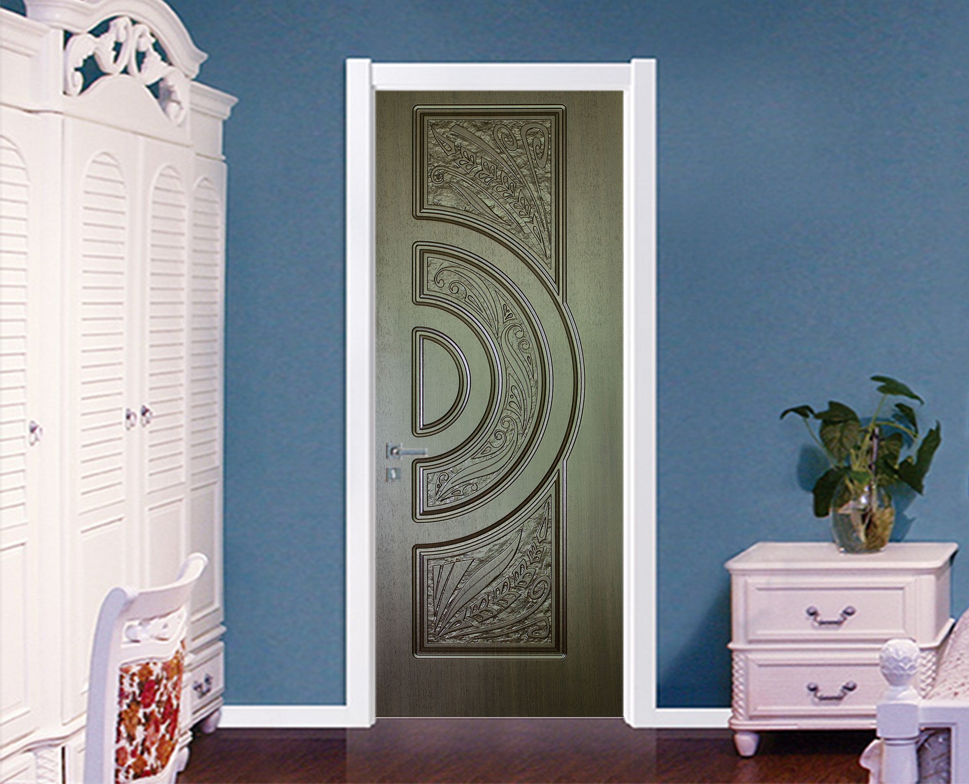 3D Dark Green Door 22200 Door Mural