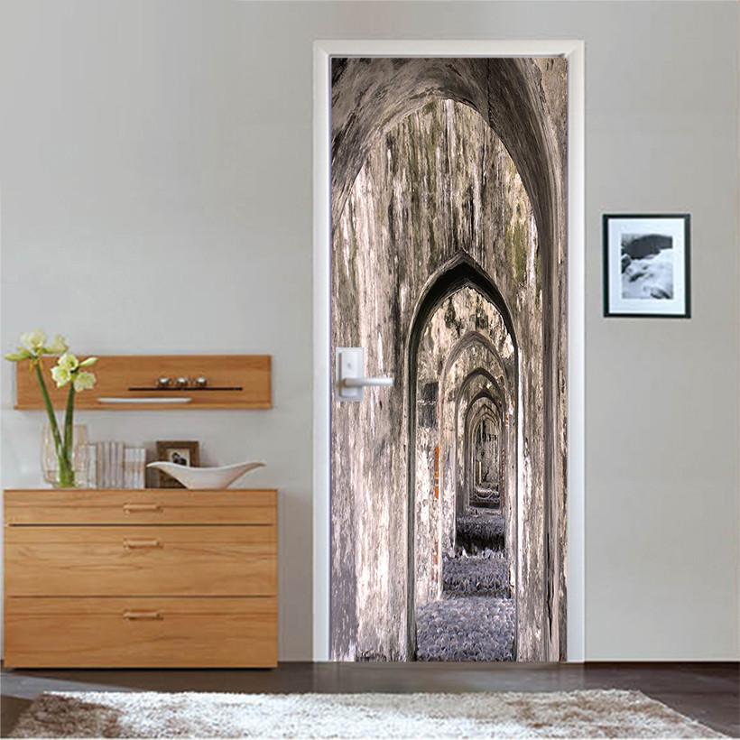 3D rock archway avenue door mural Wallpaper AJ Wallpaper 