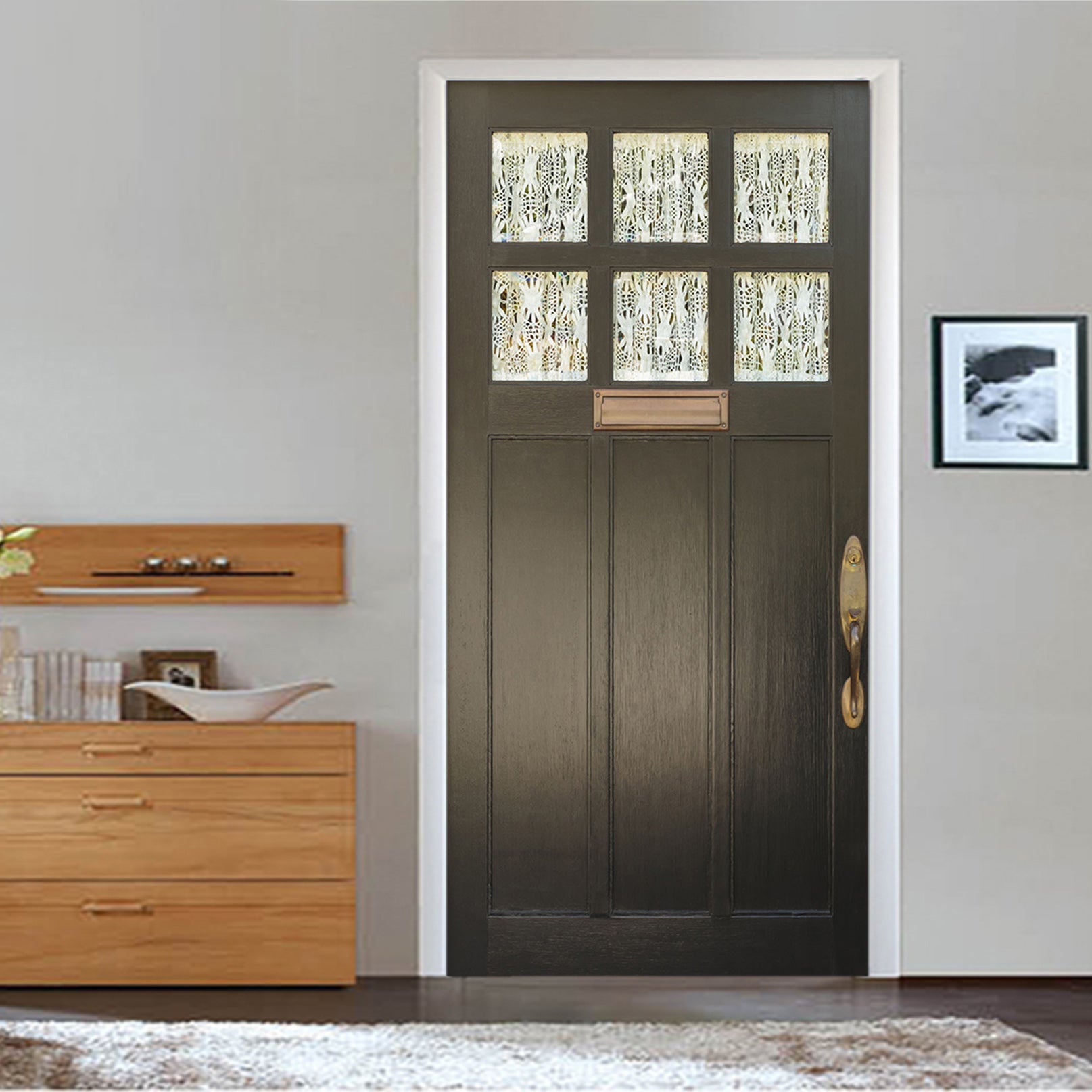 3D Black Wood Door 22218 Door Mural