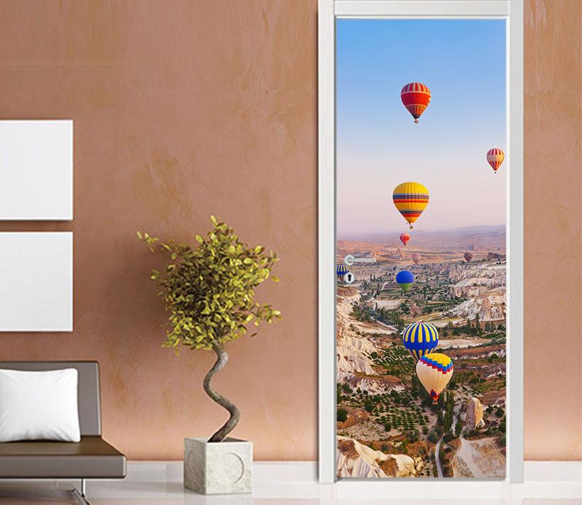 3D hot air balloon high altitude heaven door mural Wallpaper AJ Wallpaper 